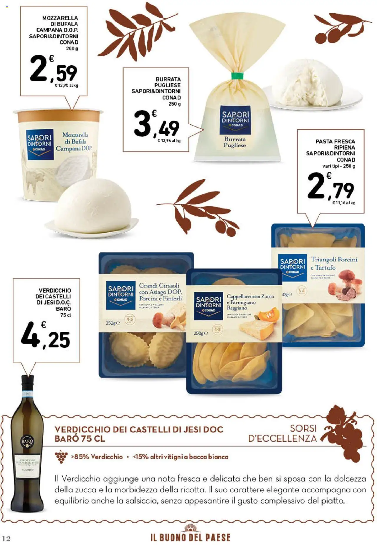 Volantino Spazio Conad del 22.10.2025 | Pagina: 12 | Prodotti: Mozzarella, Pasta, Zucca, Terra