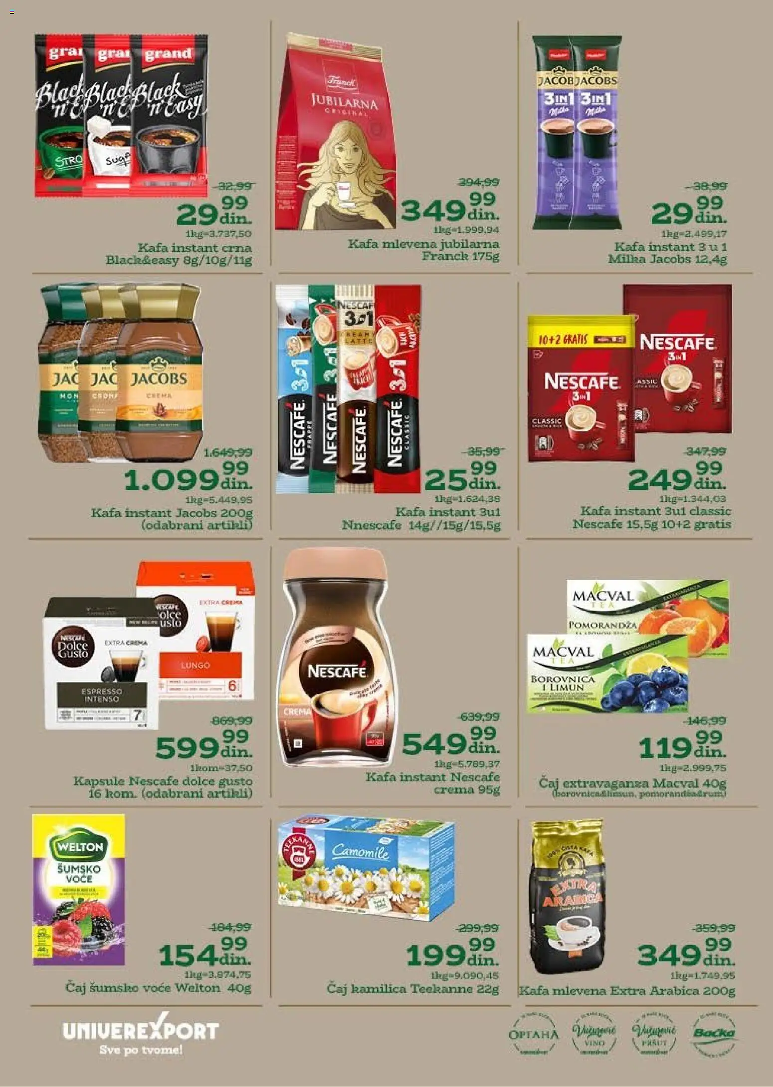 Univerexport katalog - važi od 08.12.2025 | Strana: 16 | Proizvode: Pomorandza, Teekanne, Kafa, Nescafé