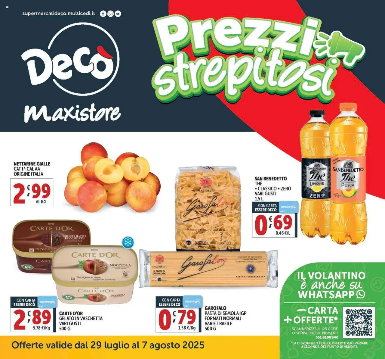 Volantino Decò del 29.07.2025 | Pagina: 1 | Prodotti: Gelato, Limone, Pasta, Pesca