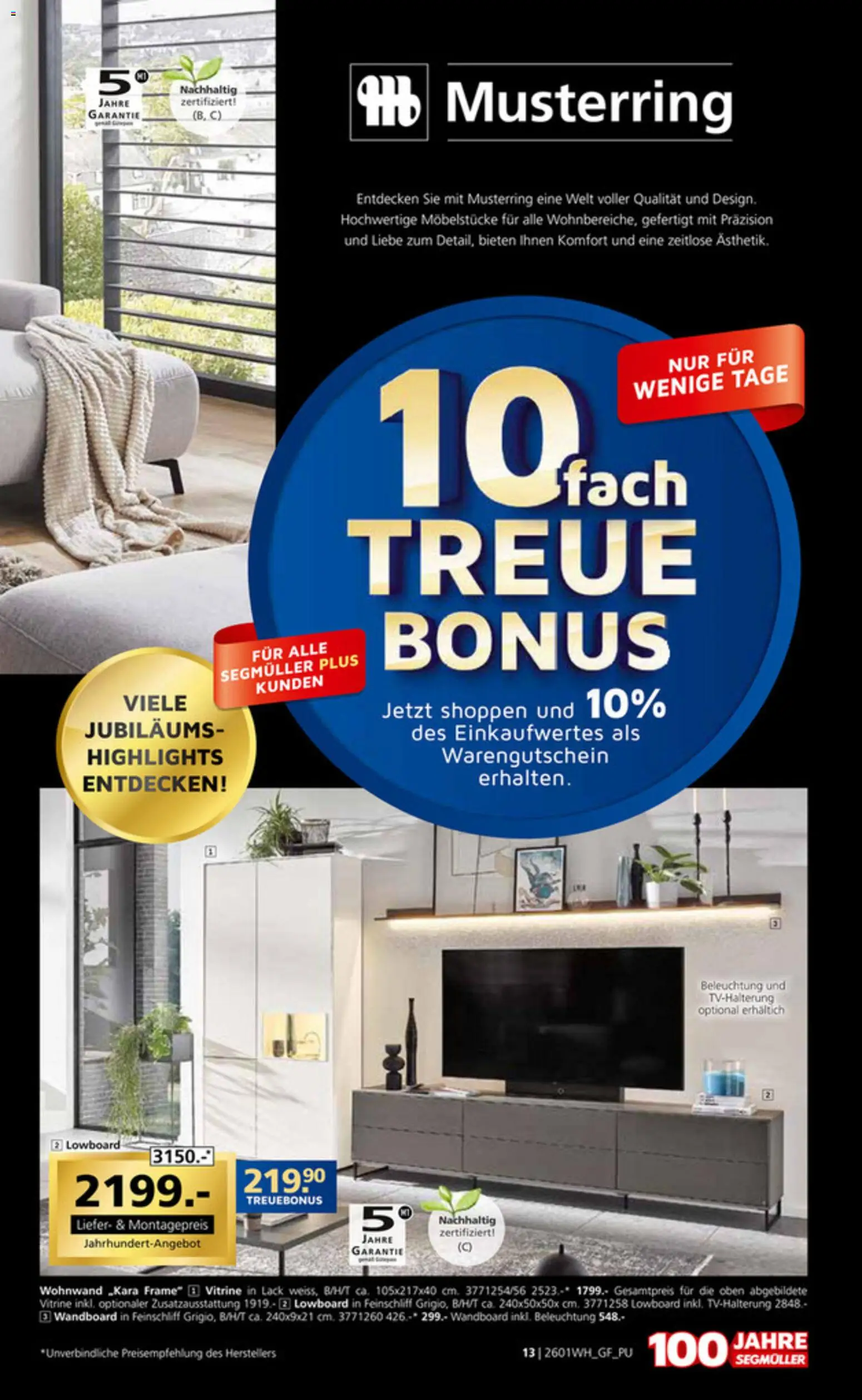 Segmüller Wohndesign – gültig ab 24.12.2025 | Seite: 13 | Produkte: Wohnwand, Lowboard, Wandboard, Vitrine