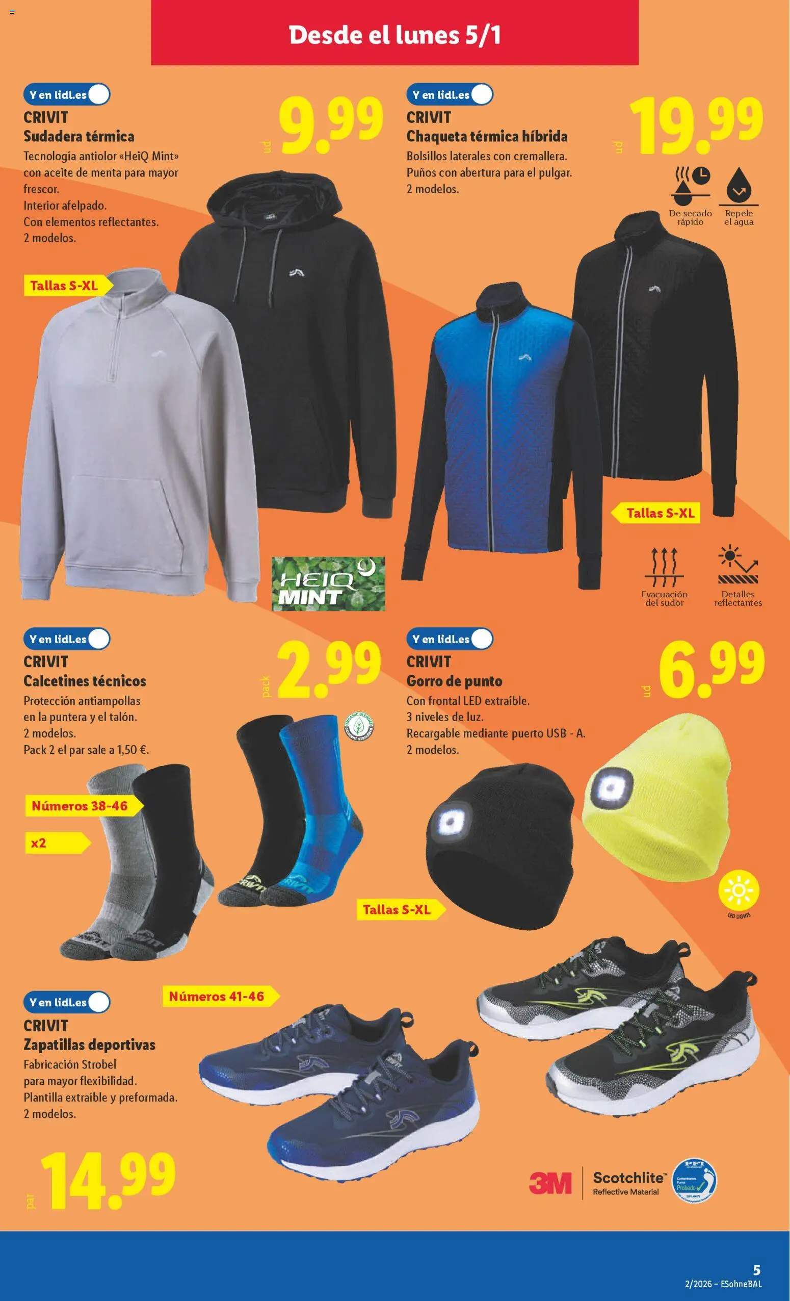 Lidl folleto de bazar │ válido desde el 05.01.2026 | Página: 5 | Productos: Sudadera, Chaqueta, Zapatillas, USB
