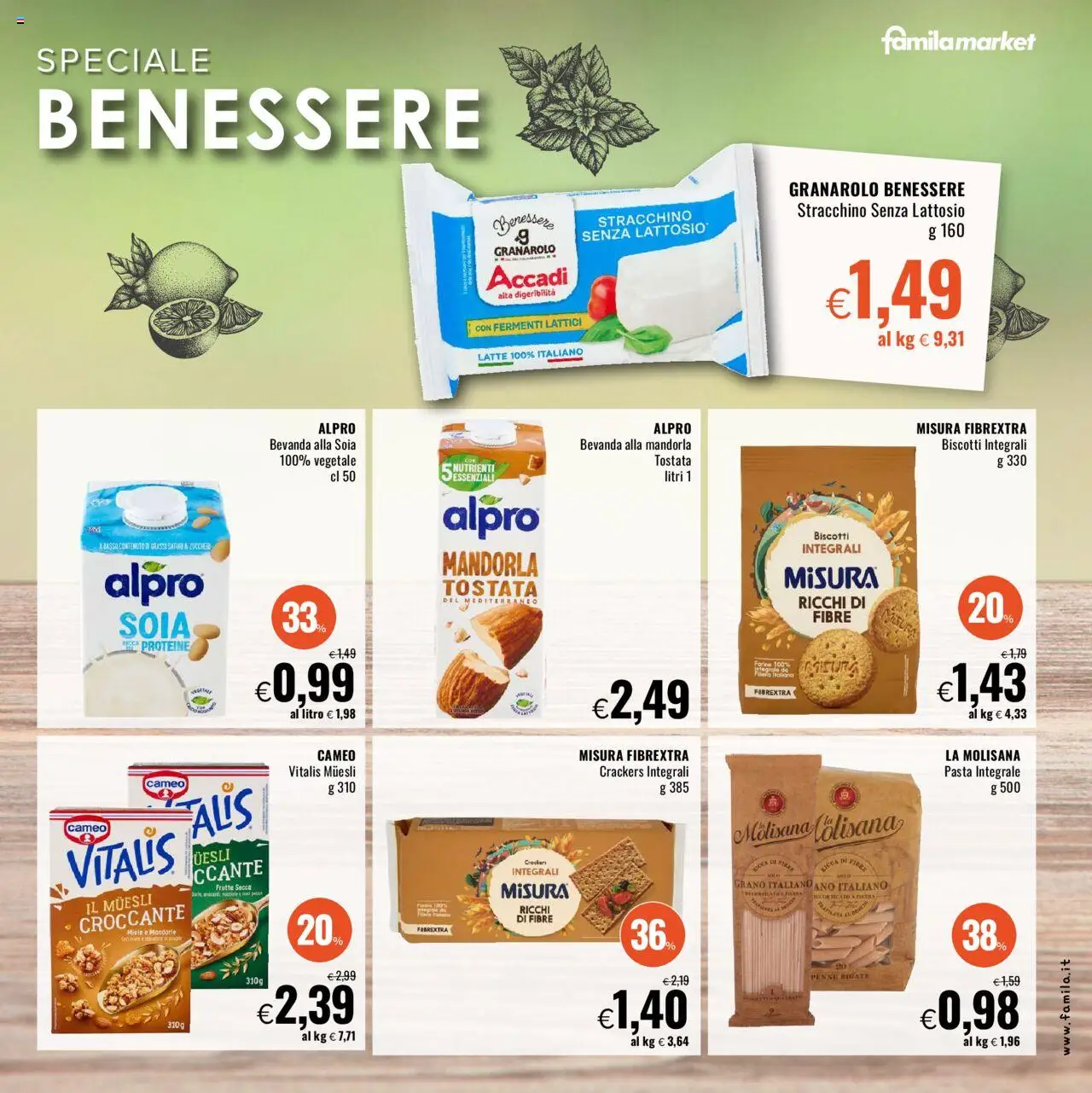 Volantino Famila del 02.10.2025 | Pagina: 9 | Prodotti: Muesli, Biscotti, Pasta, Mandorle