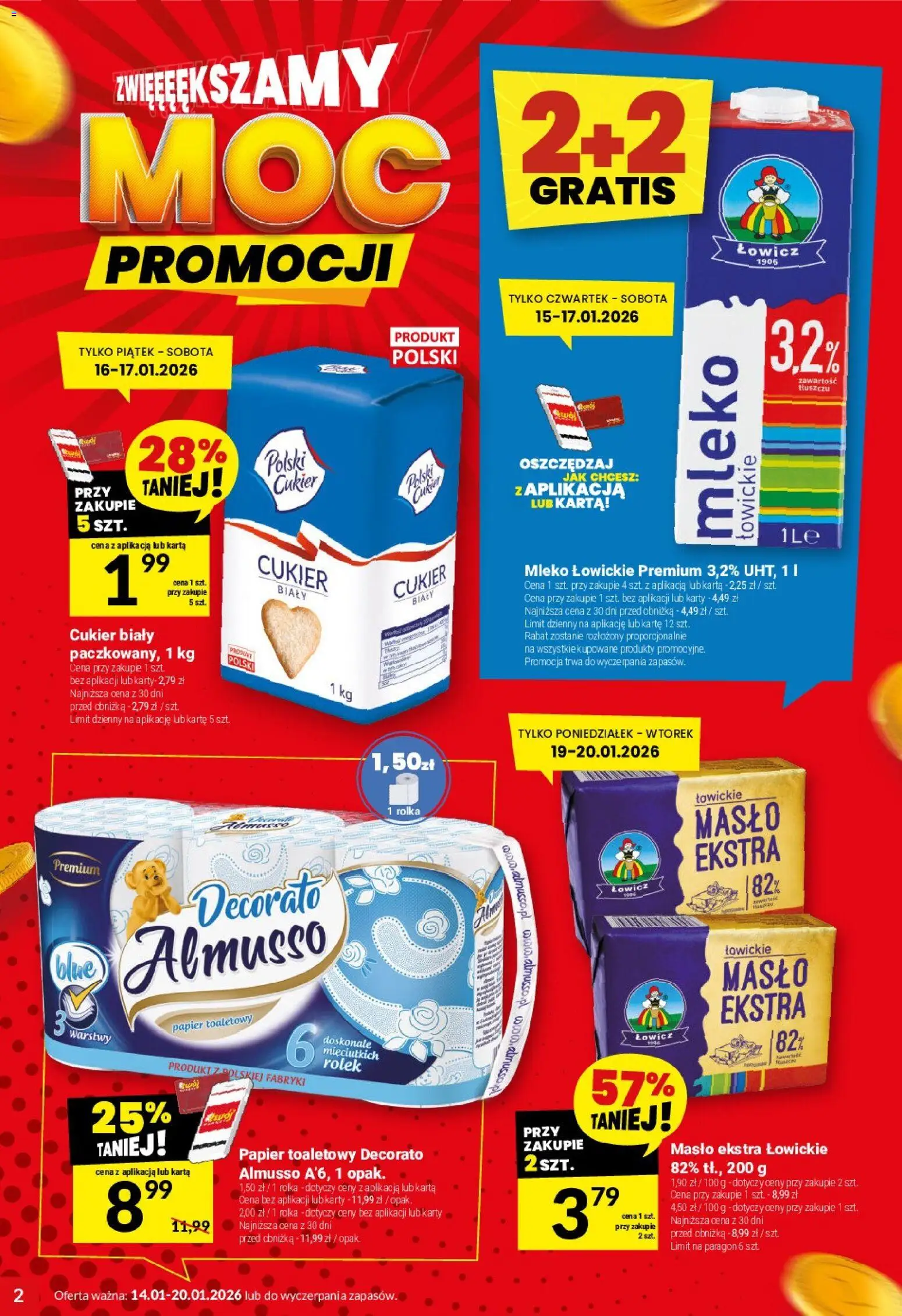 Twój Market Gazetka od 14.01.2026 | Strona: 2 | Produkty: Karta, Cukier biały, Masło, Cukier