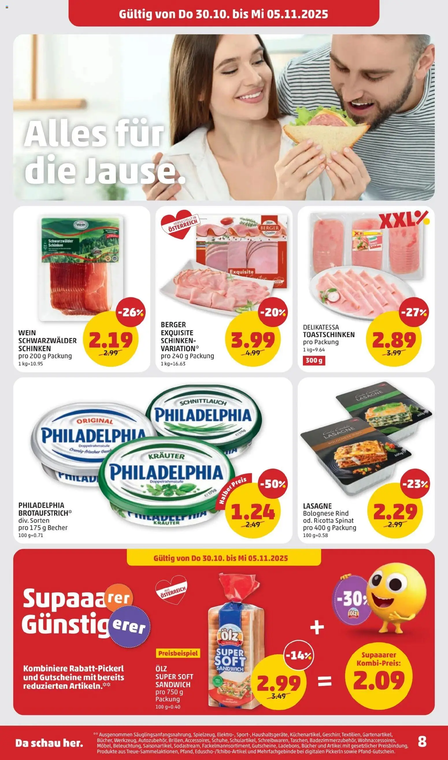 Penny Markt Flugblatt gültig ab 30.10.2025 | Seite: 8 | Produkte: Schinken, Wein