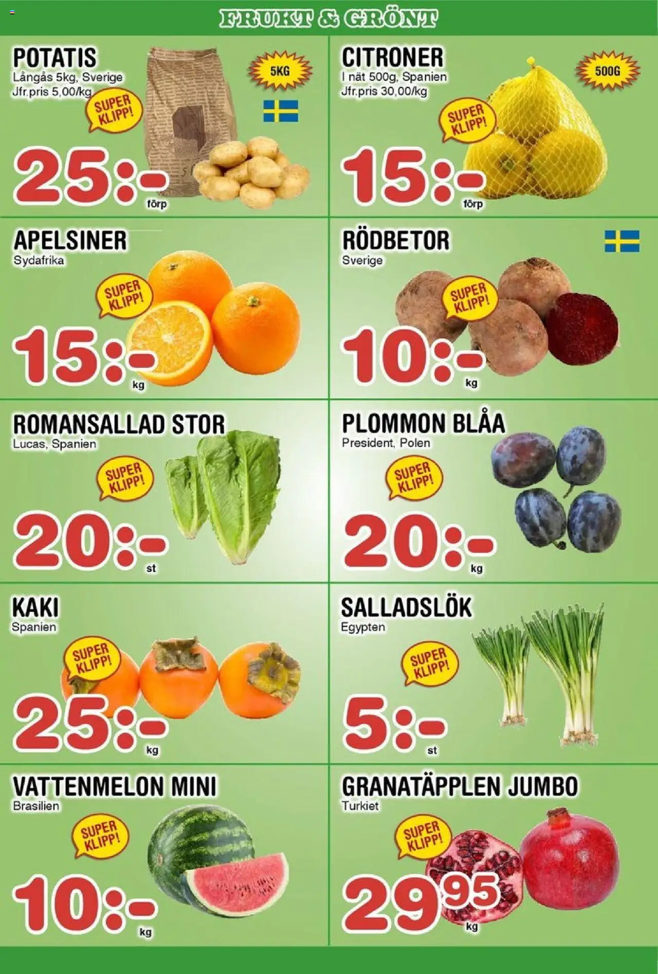 Nya Pulsen reklamblad aktuell från 20.10.2025 | Sida: 7 | Produkter: Vattenmelon, Apelsiner, Potatis, Salladslök