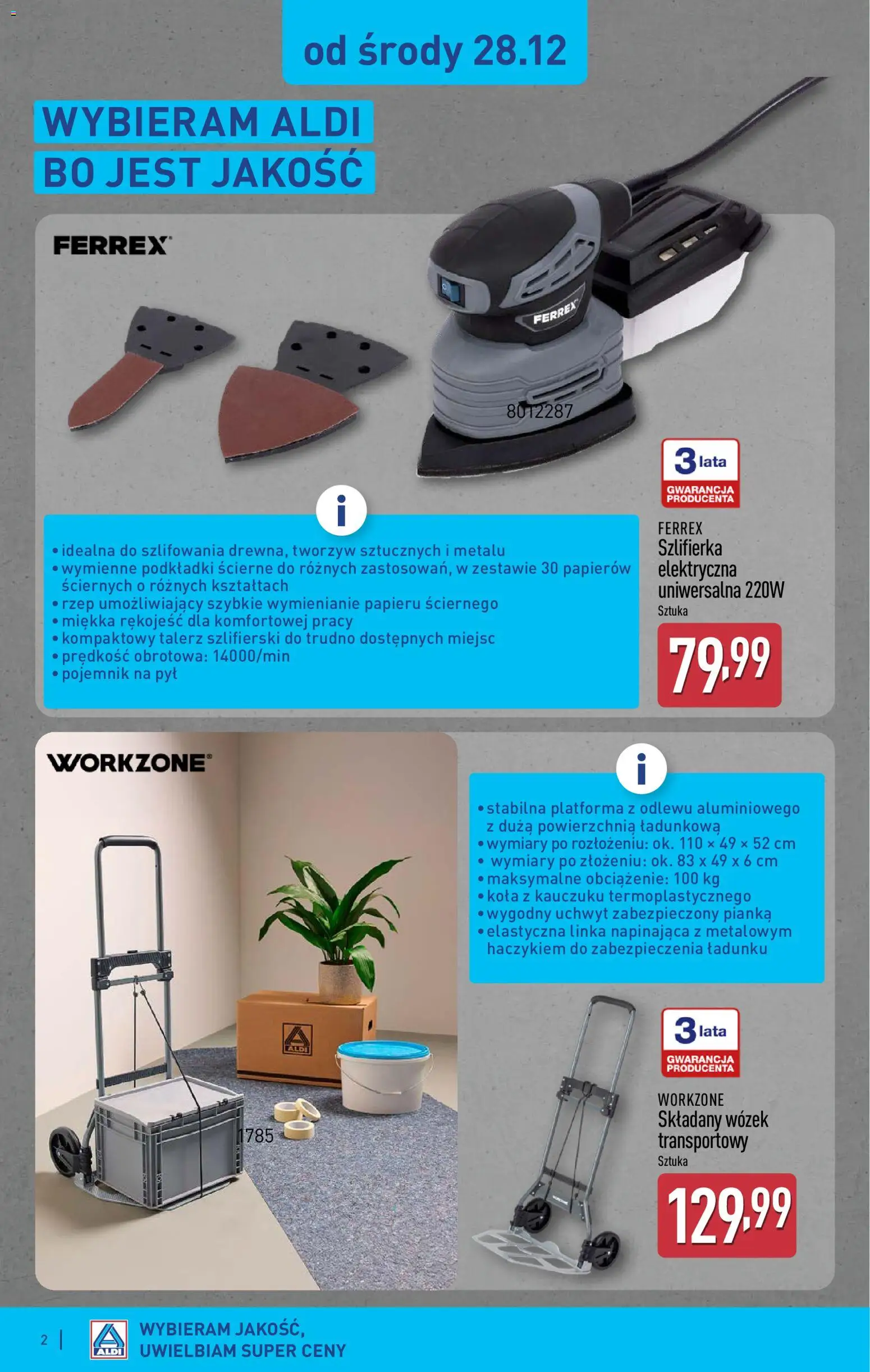Aldi Gazetka - Hity od Środy i od Soboty od 28.01.2026 | Strona: 2 | Produkty: Szlifierka