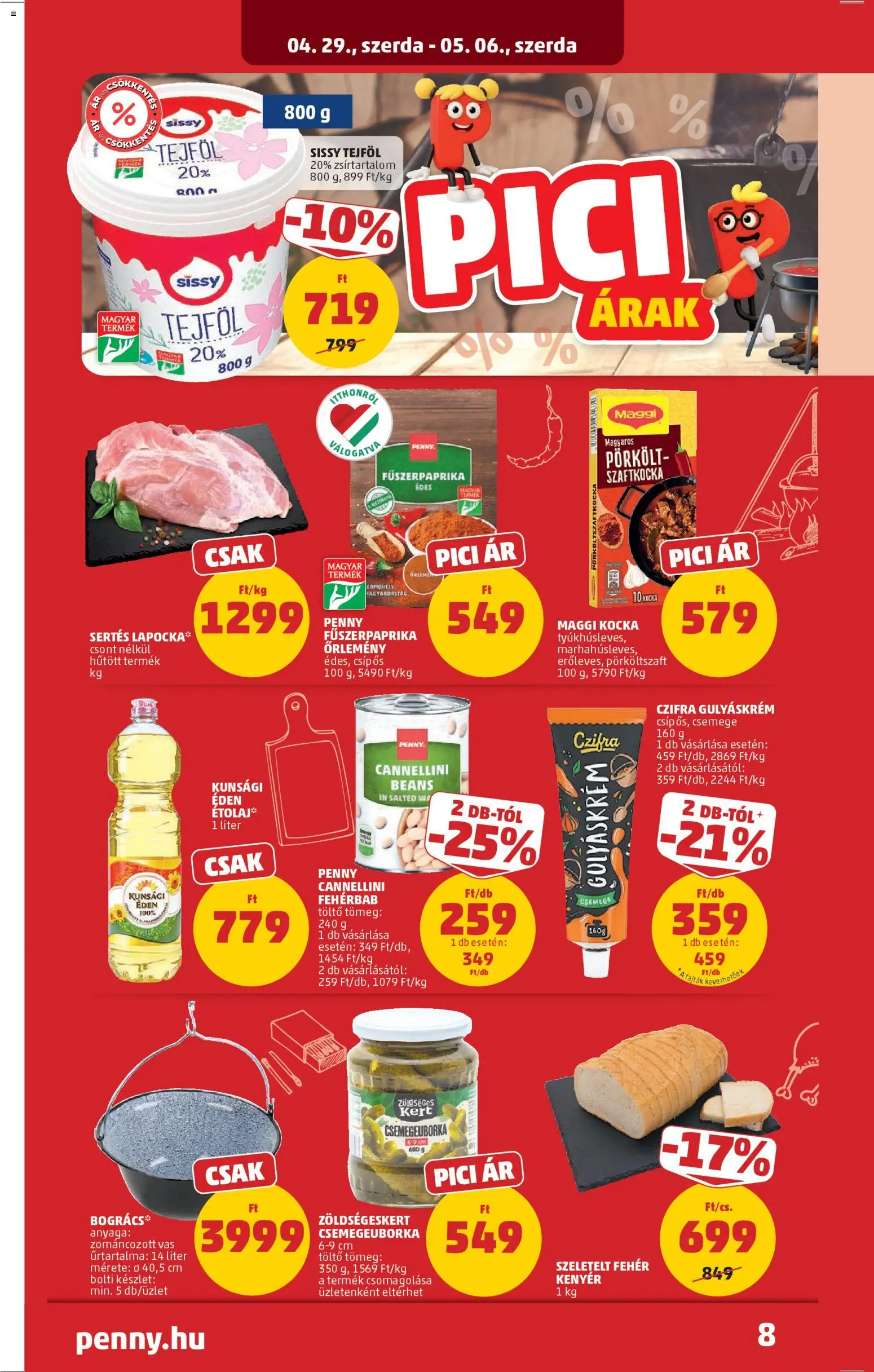 PENNY akciós ujság - amely érvényes a következő dátumtól: 29.04.2026 | Oldal: 10 | Termékek: Sertés lapocka, Maggi, Kenyér, Tejföl