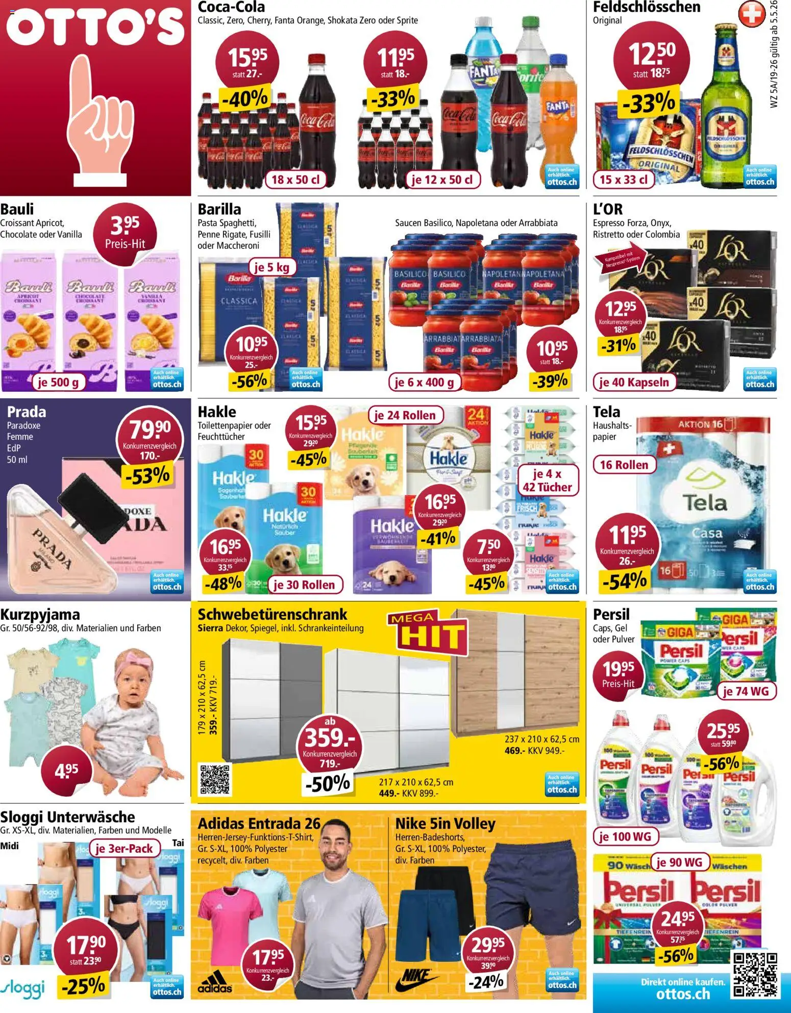 Otto's aktionen – gültig ab 05.05.2026 | Seite: 1 | Produkte: Schwebetürenschrank, Sprite, Unterwäsche, Pasta