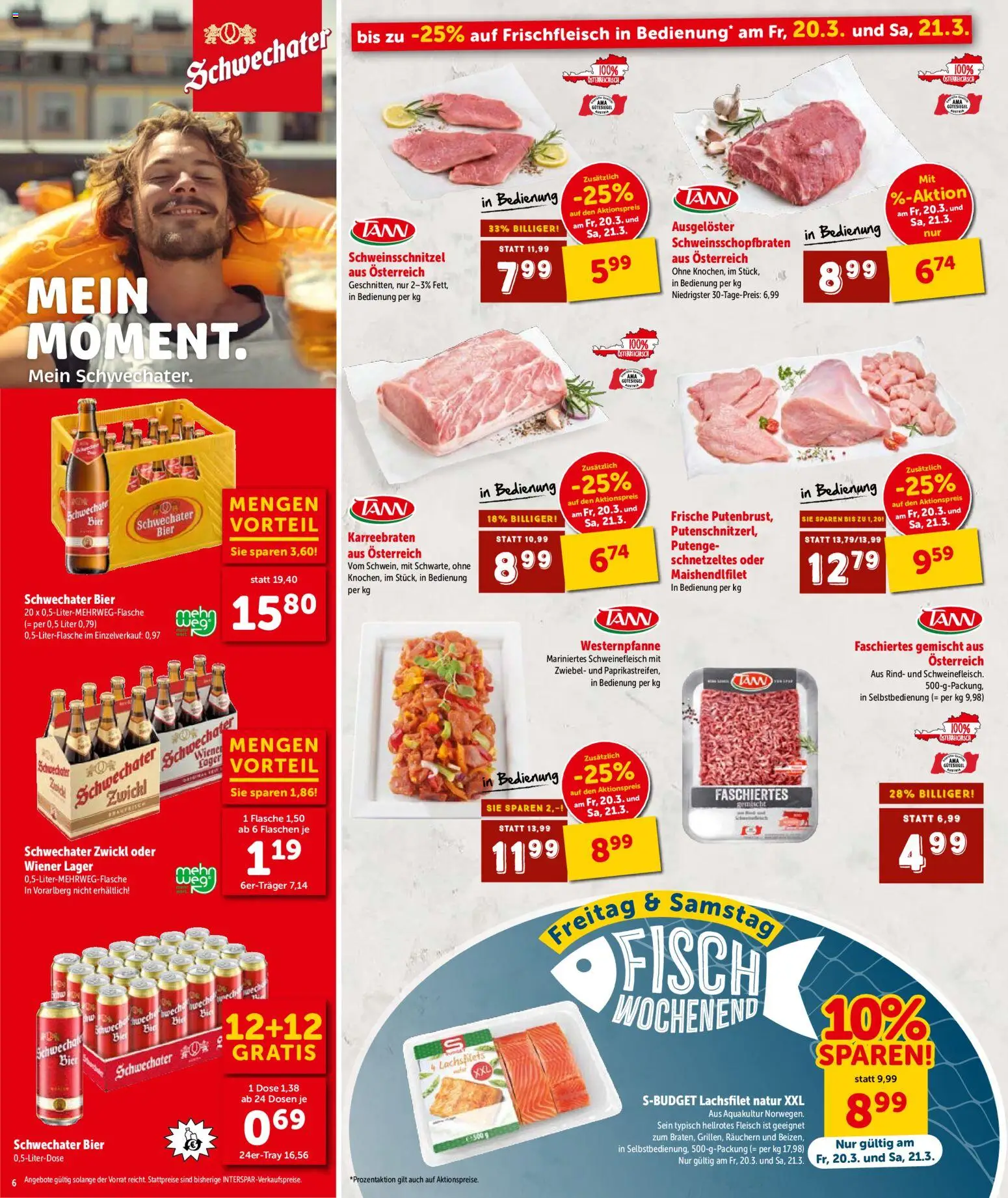 Interspar Flugblatt - Vorarlberg gültig ab 17.03.2026 | Seite: 6 | Produkte: Bier, Schweinefleisch, Fisch