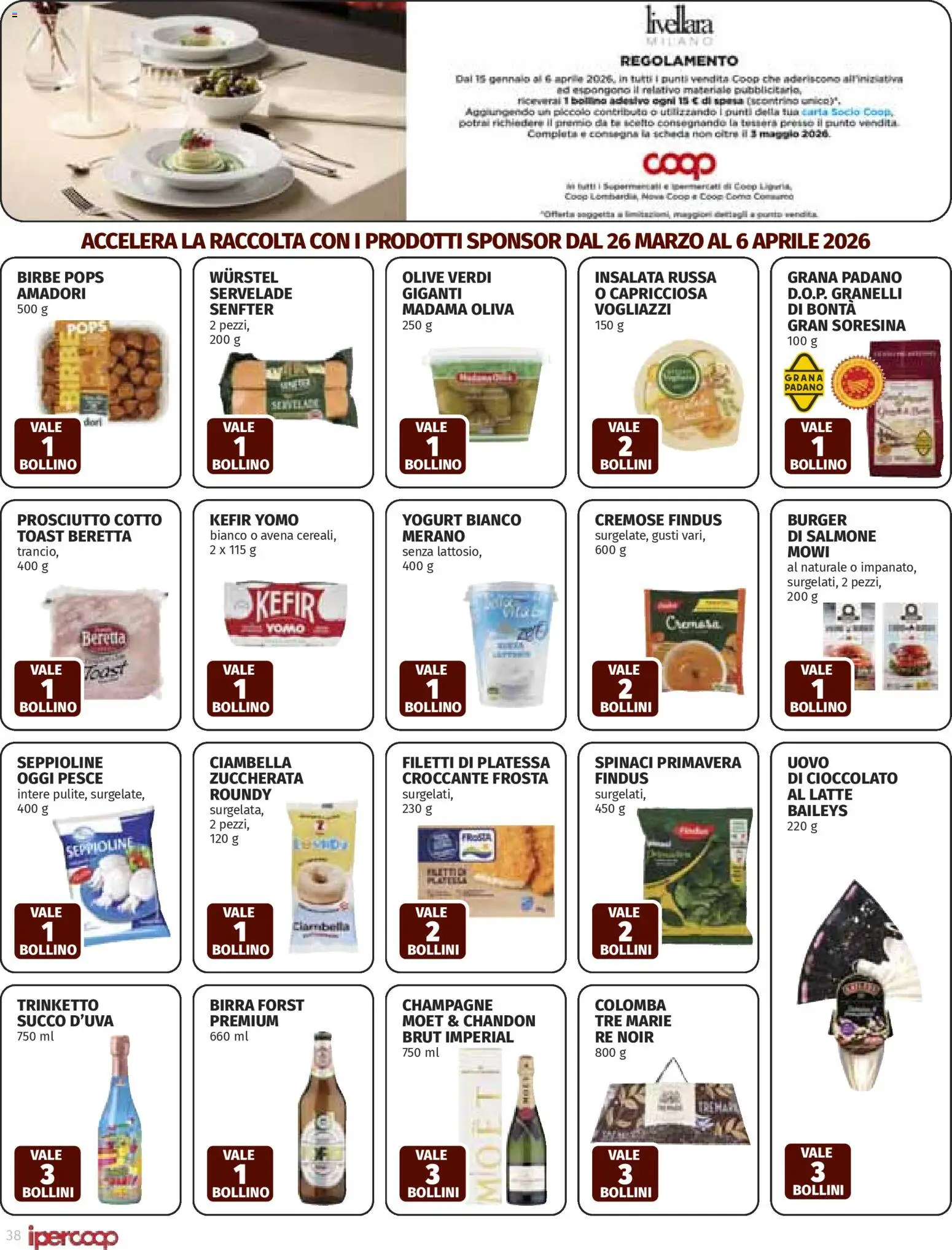 Volantino Ipercoop del 26.03.2026 | Pagina: 38 | Prodotti: Succo, Birra, Salmone, Champagne
