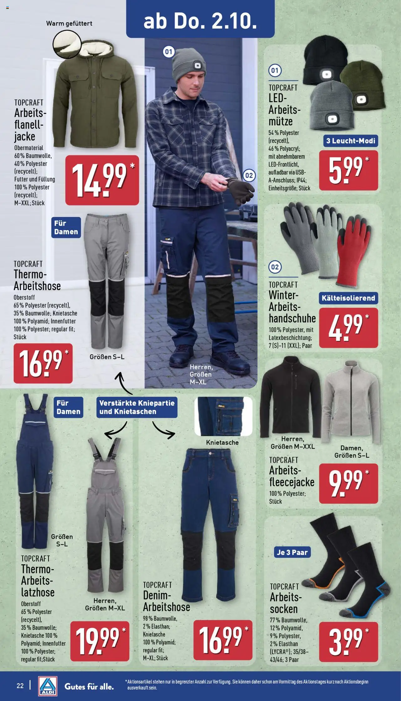 Aldi Prospekt 	 – gültig ab 29.09.2025 | Seite: 22 | Produkte: USB, Jacke, Socken, Handschuhe