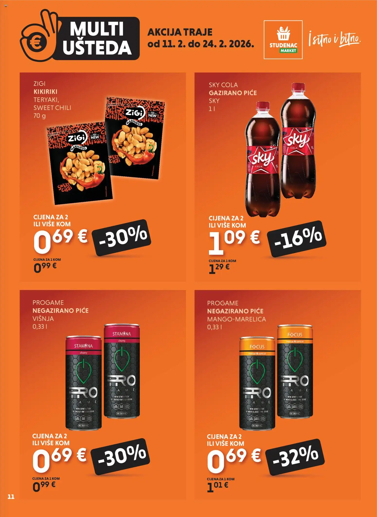 Studenac katalog | vrijedi od 11.02.2026 | Stranica: 11 | Proizvodi: Sky Cola, Kikiriki, Mango