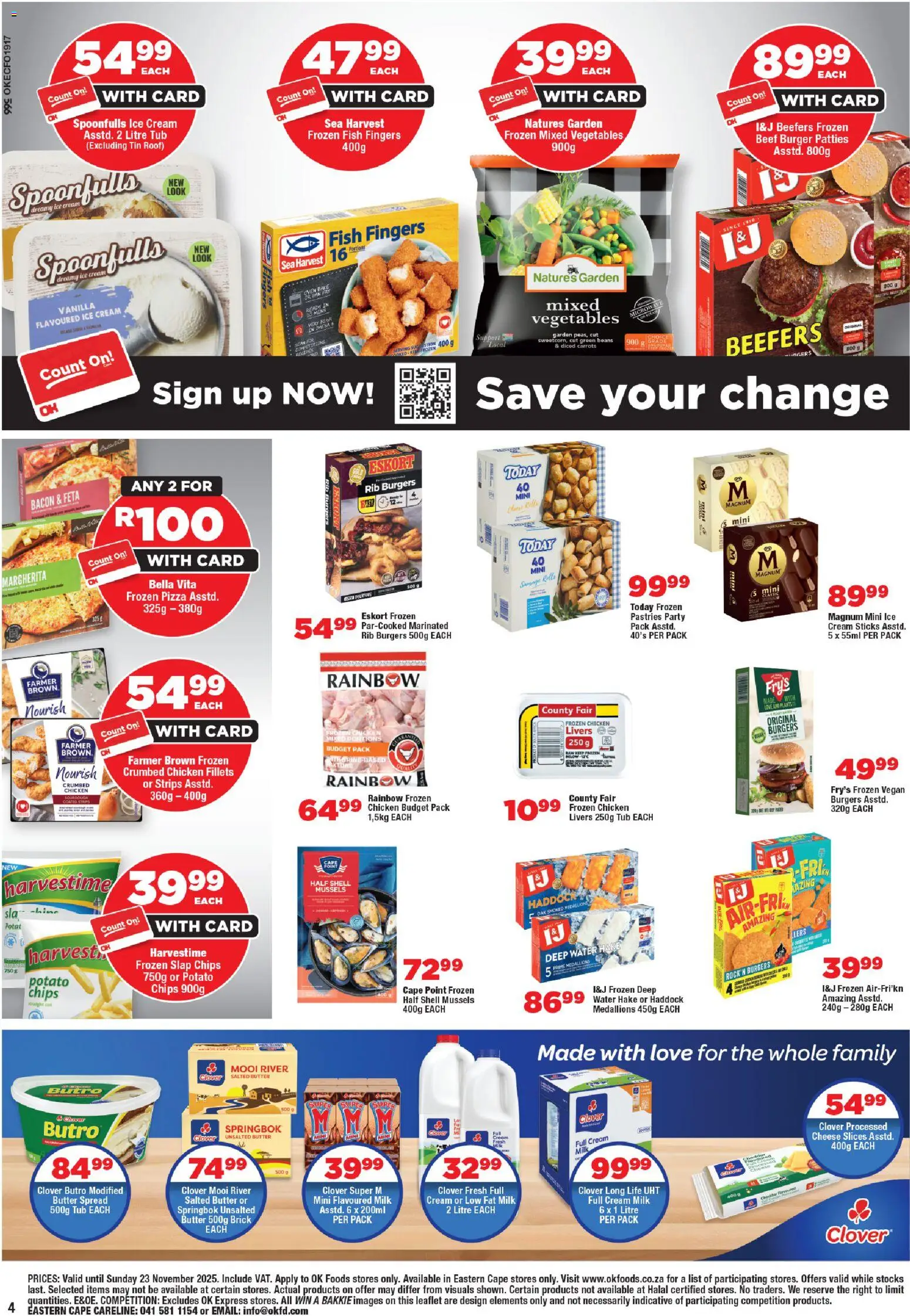 New OK Foods catalogue – valid from 12.11.2025 | Page: 4 | Products: Beans, Chicken, Carrots, Fry's