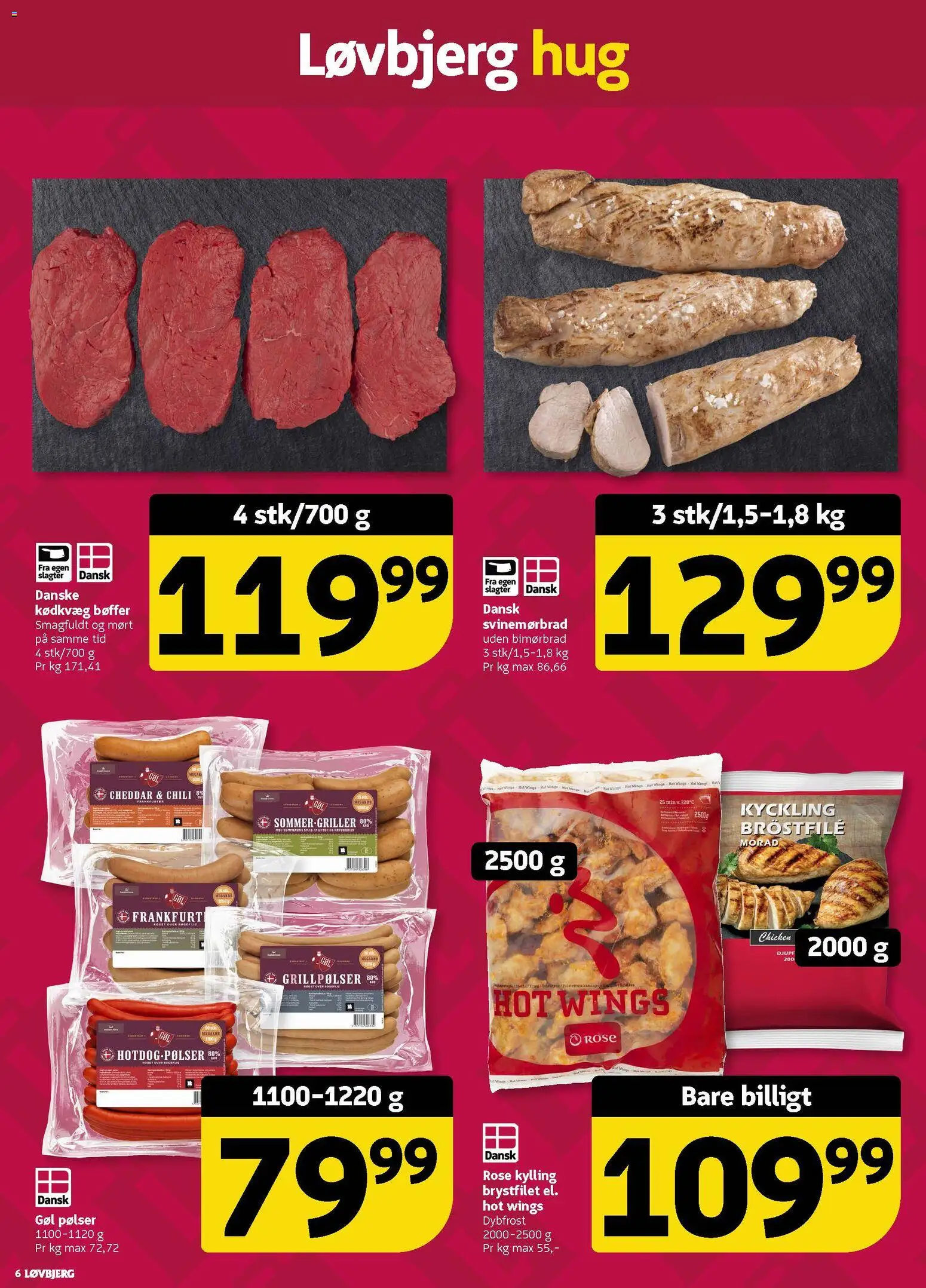 Løvbjerg tilbudsavis – gyldig fra 17.04.2026 | Side: 6 | Produkter: Cheddar, Pølser, Bøffer, Aparelho de barbear