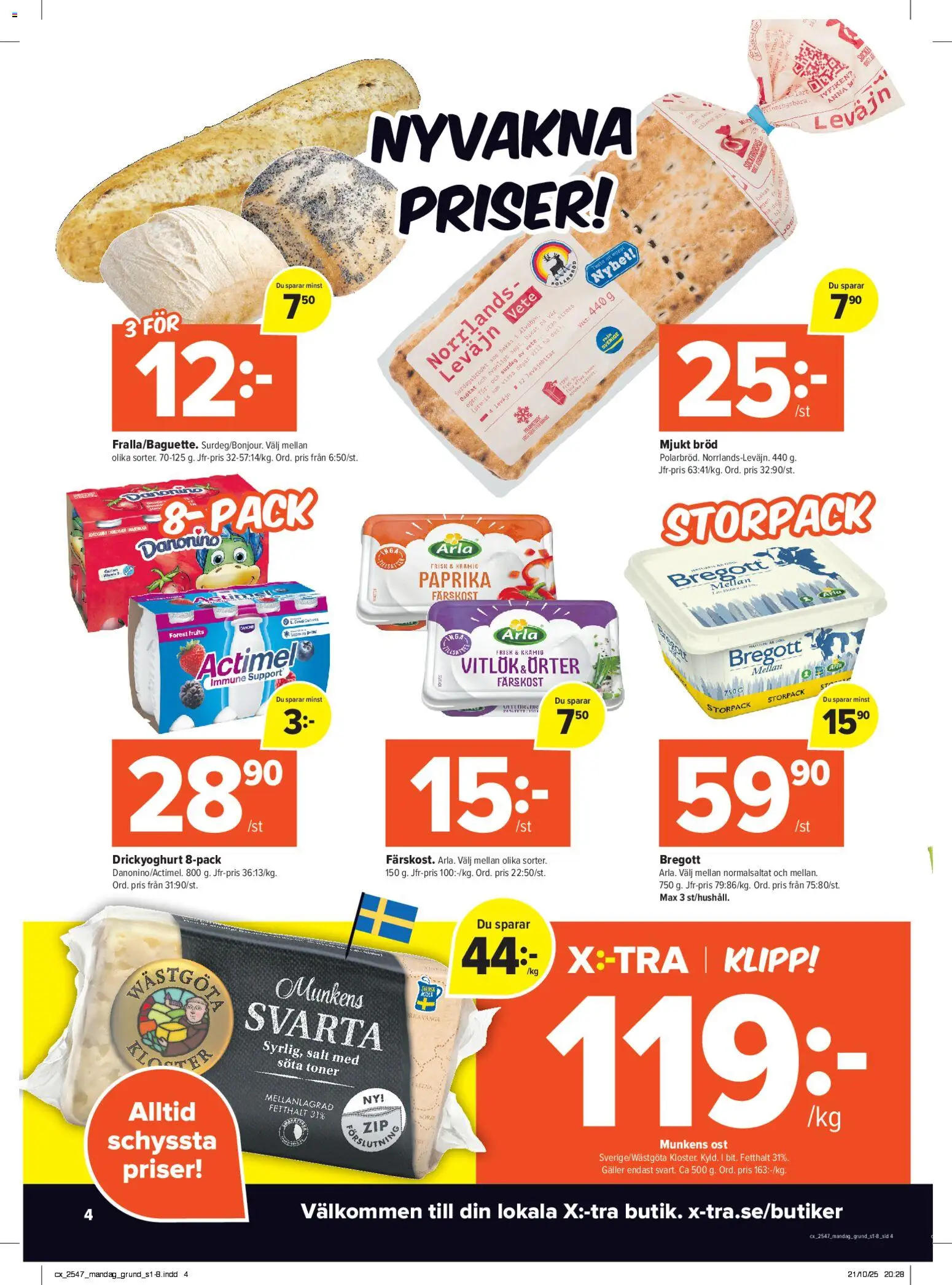 Coop X:-TRA reklamblad aktuell från 17.11.2025 | Sida: 4 | Produkter: Salt, Galler, Bregott, Ost