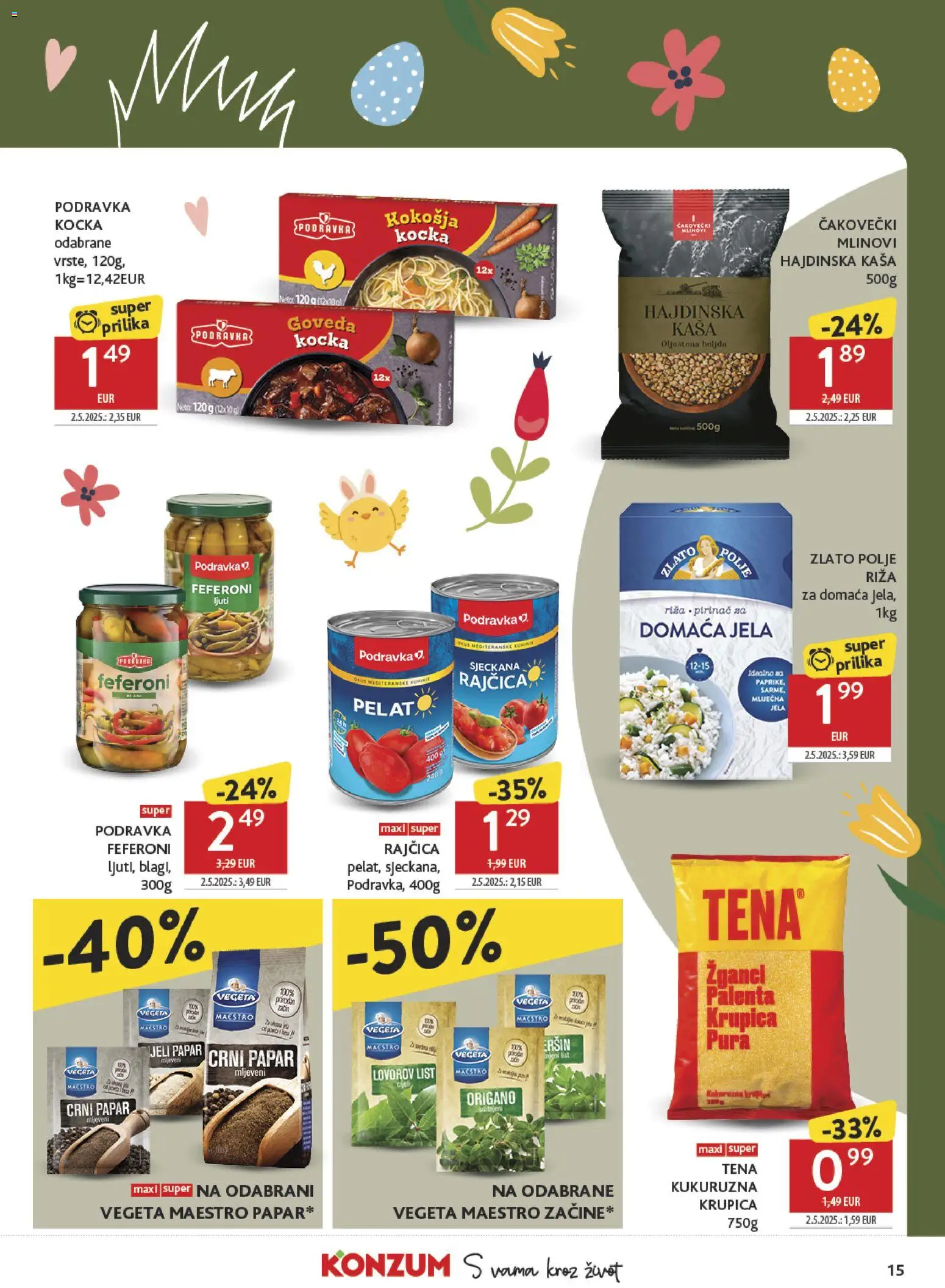 Konzum katalog | vrijedi od 30.03.2026 | Stranica: 15 | Proizvodi: Podravka, Riža, Vegeta, Rajčica