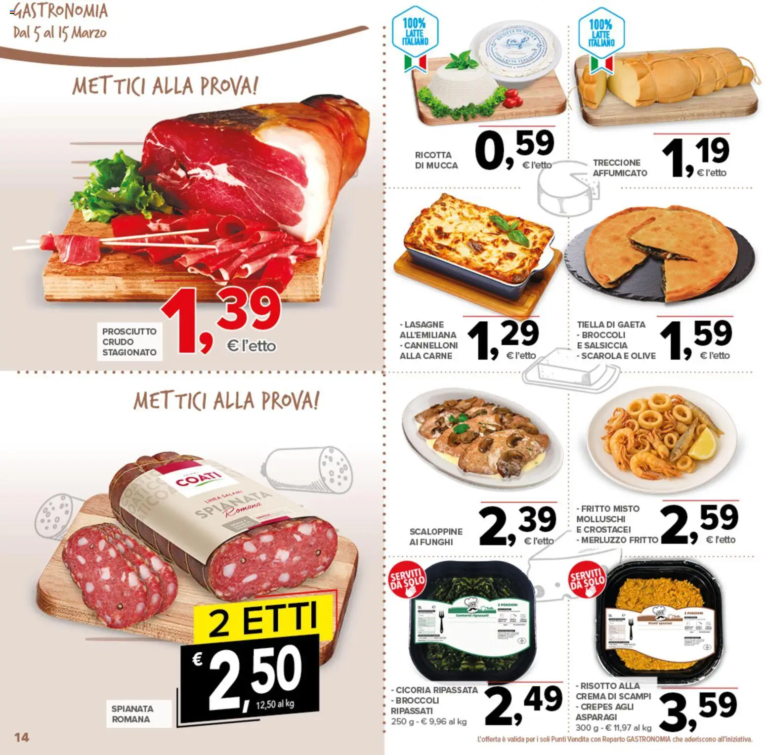 Volantino Todis del 05.03.2026 | Pagina: 14 | Prodotti: Merluzzo, Olive, Prosciutto, Ricotta