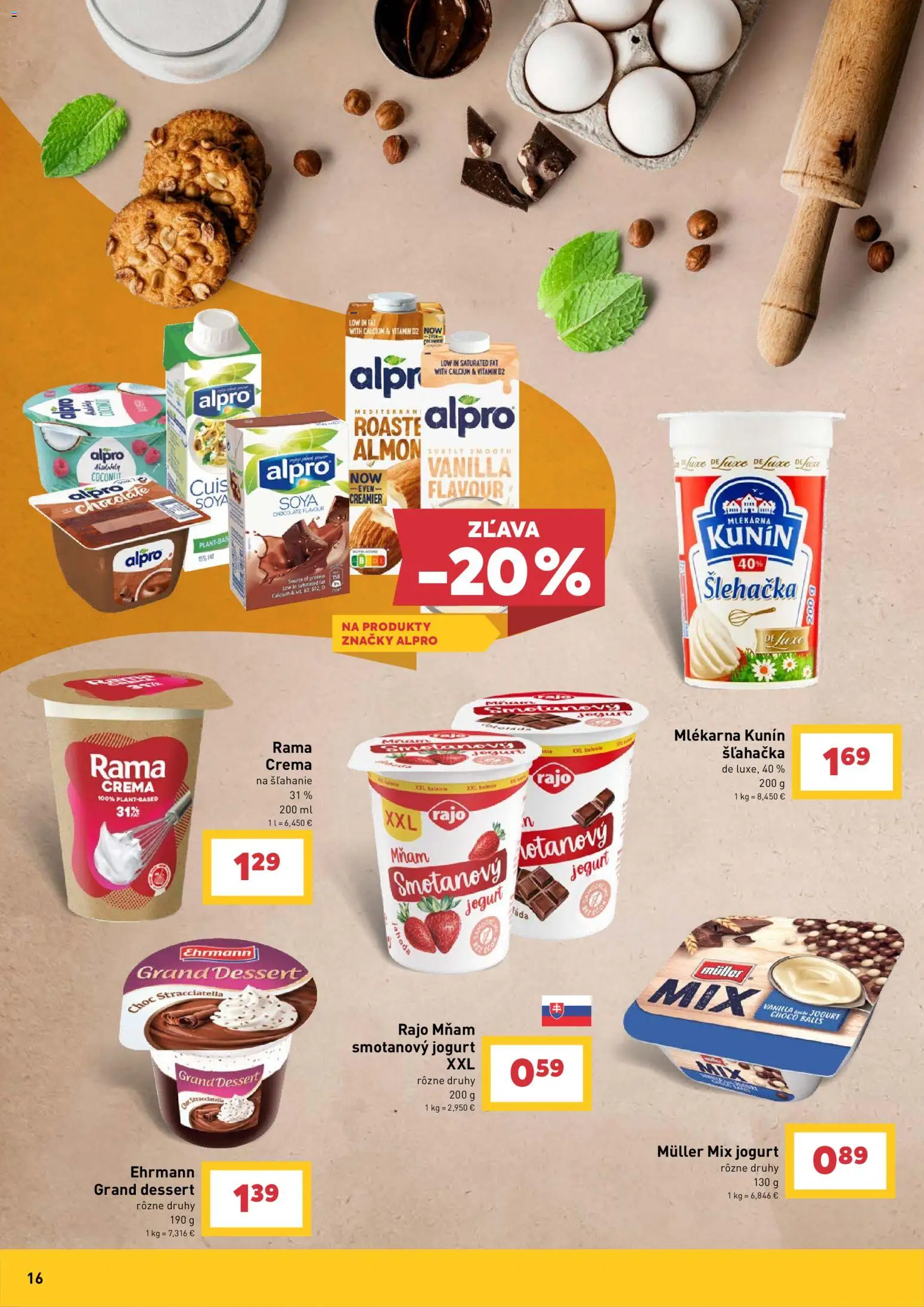 Nové Billa akcie – leták je platný od 29.04.2026 | Strana: 16 | Produkty: Jogurt, Protein, Rama, Alpro
