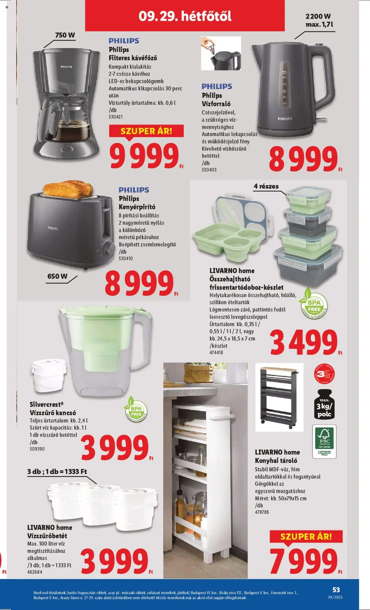 Lidl akciós ujság - amely érvényes a következő dátumtól: 25.09.2025 | Oldal: 53 | Termékek: Kávéfőző, Vízforraló, Kancsó, Játékok