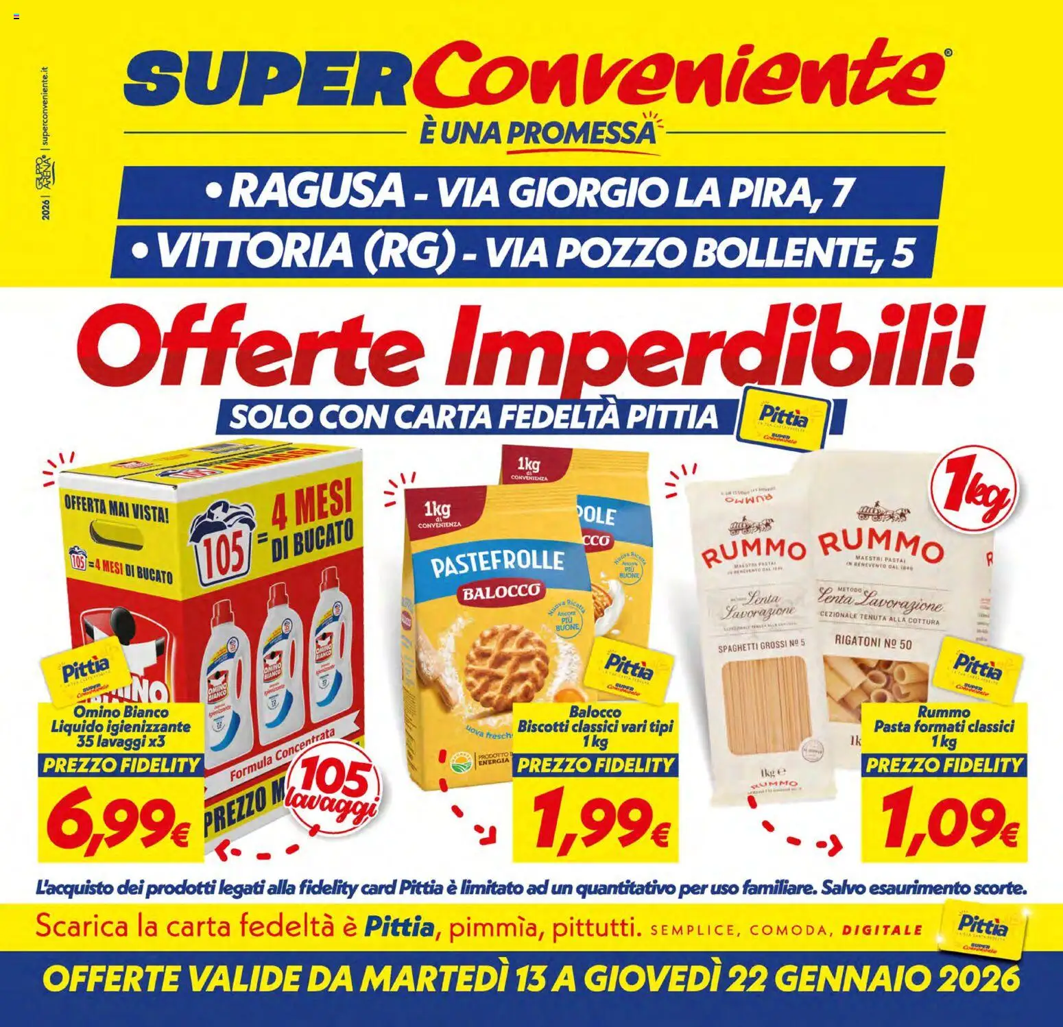 Volantino SuperConveniente del 13.01.2026 | Pagina: 1 | Prodotti: Uova, Biscotti, Pasta
