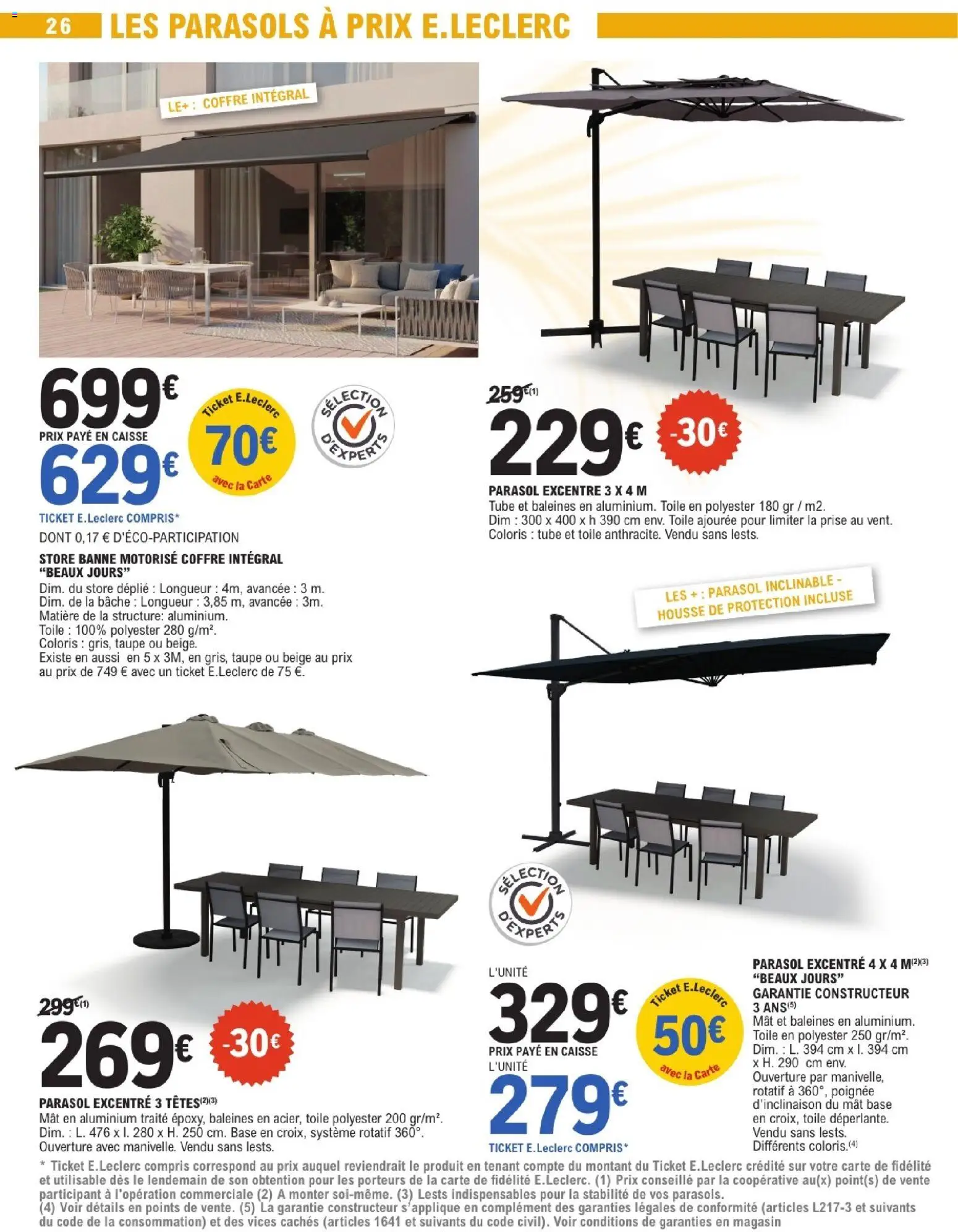 {H1} | Page: 26 | Produits: Base, Store, Prise, Parasol