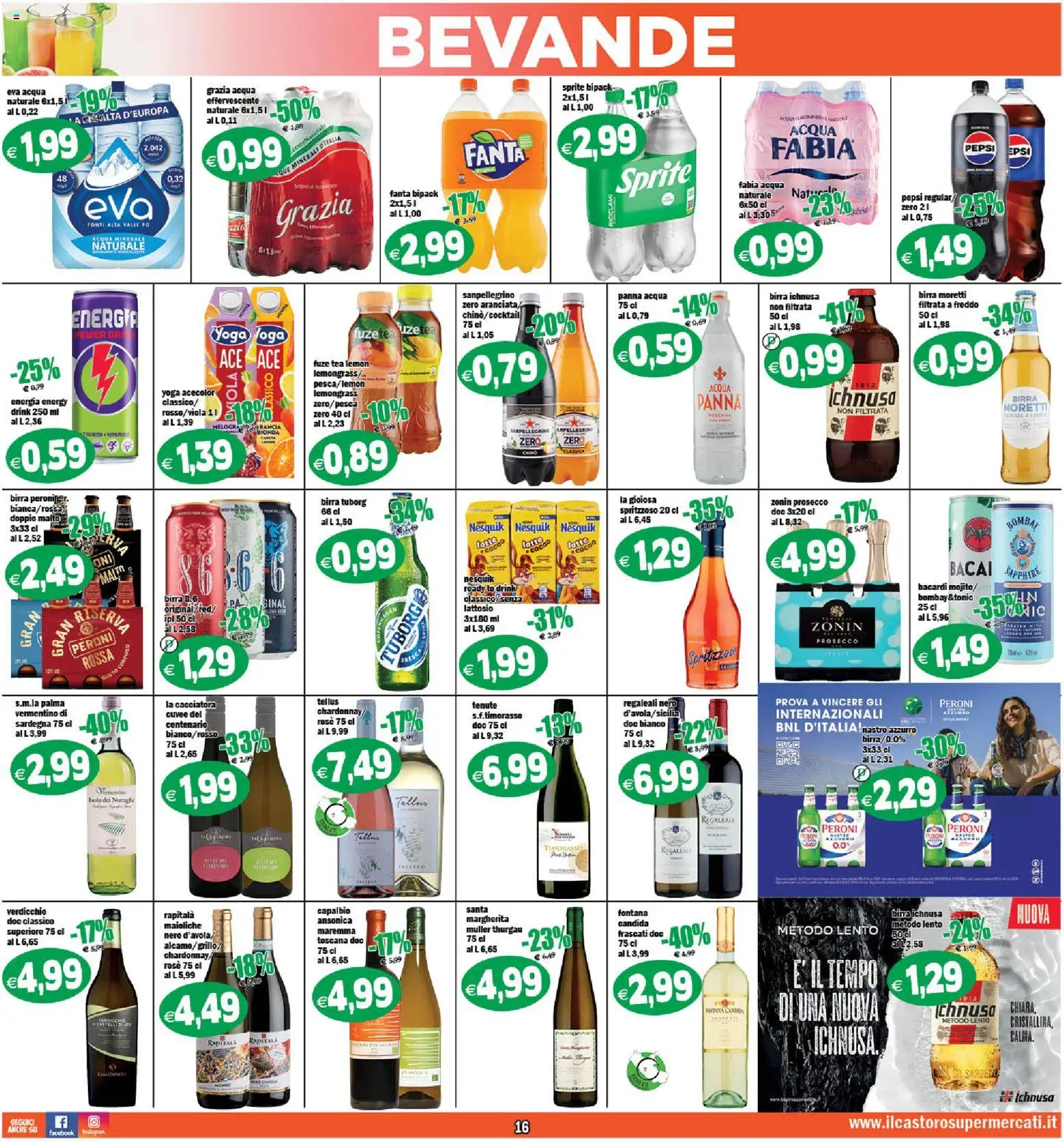 Volantino Il Castoro del 07.04.2026 | Pagina: 16 | Prodotti: Birra, Carota, Prosecco, Birra Moretti