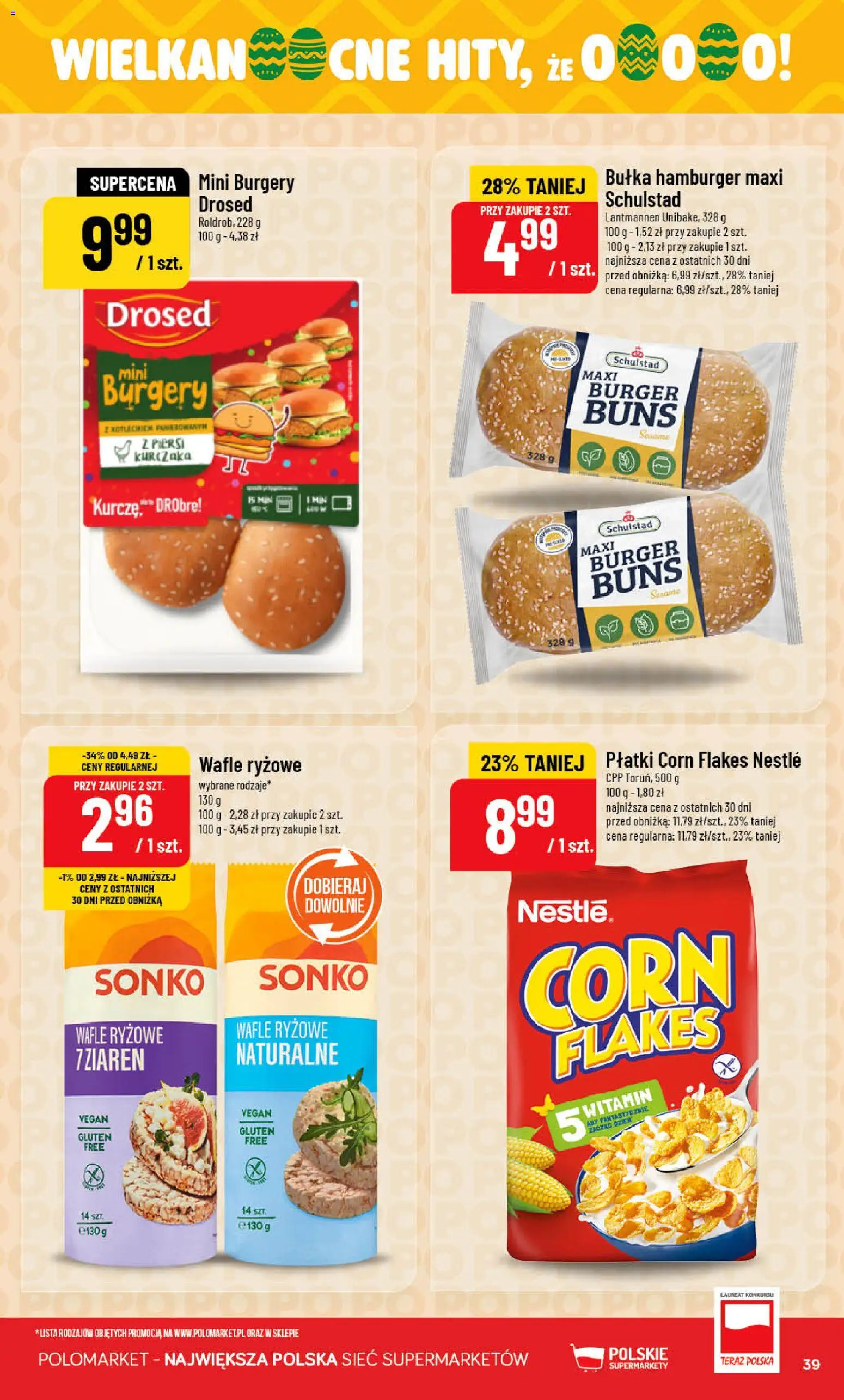 POLOmarket gazetka od 18.03.2026 | Strona: 39 | Produkty: Wafle, Hamburger, Wafle ryżowe, Płatki