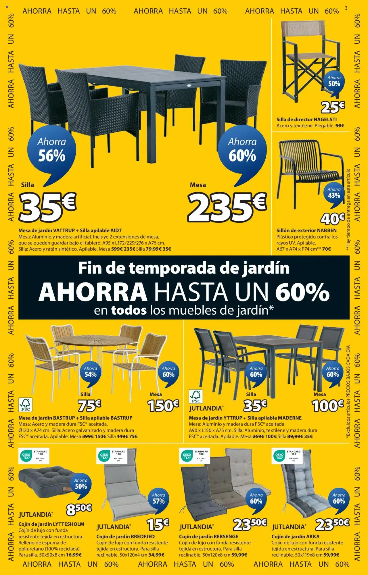 JYSK Grandes ofertas │ válido desde el 31.07.2025 | Página: 4 | Productos: Mesa de jardín, Silla apilable, Cojín, Silla