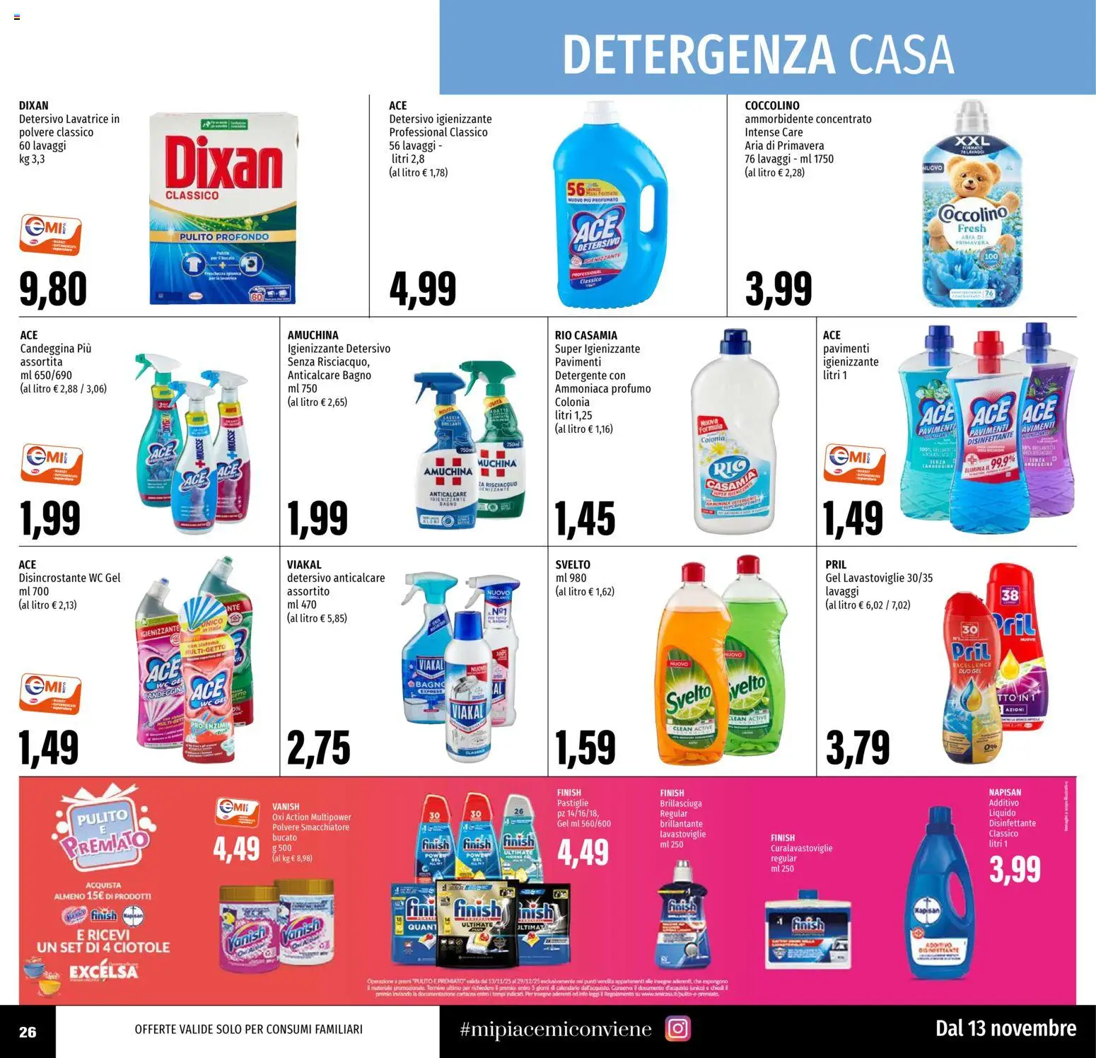 Volantino EMI del 13.11.2025 | Pagina: 26 | Prodotti: Ammorbidente, Lavatrice, WC, Bagno