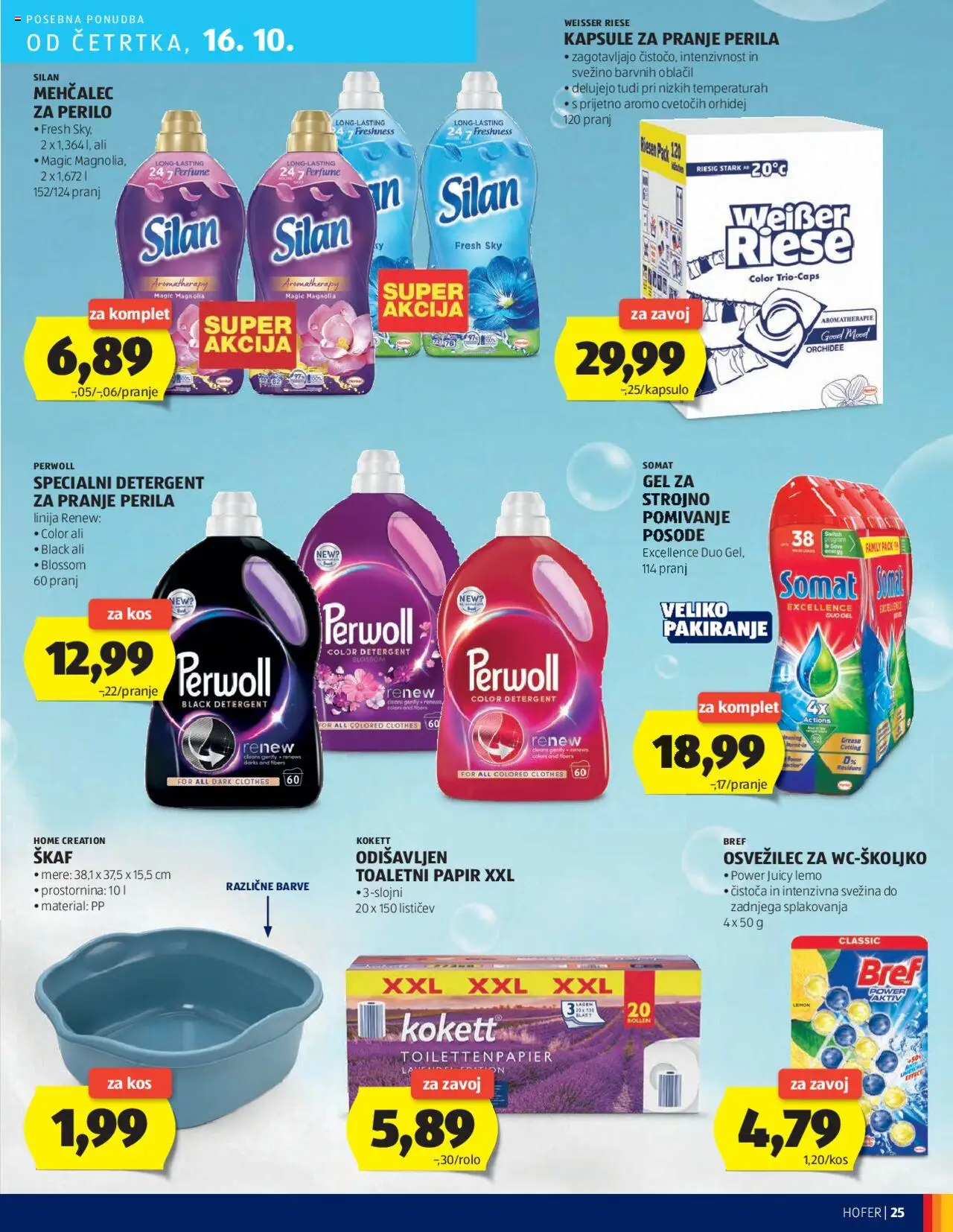 Novi Hofer katalog ponudbe – veljaven od 09.10.2025 | Stran: 25 | Izdelki: Kapsule za pranje perila, Toaletni papir, Mehcalec za perilo, Detergent