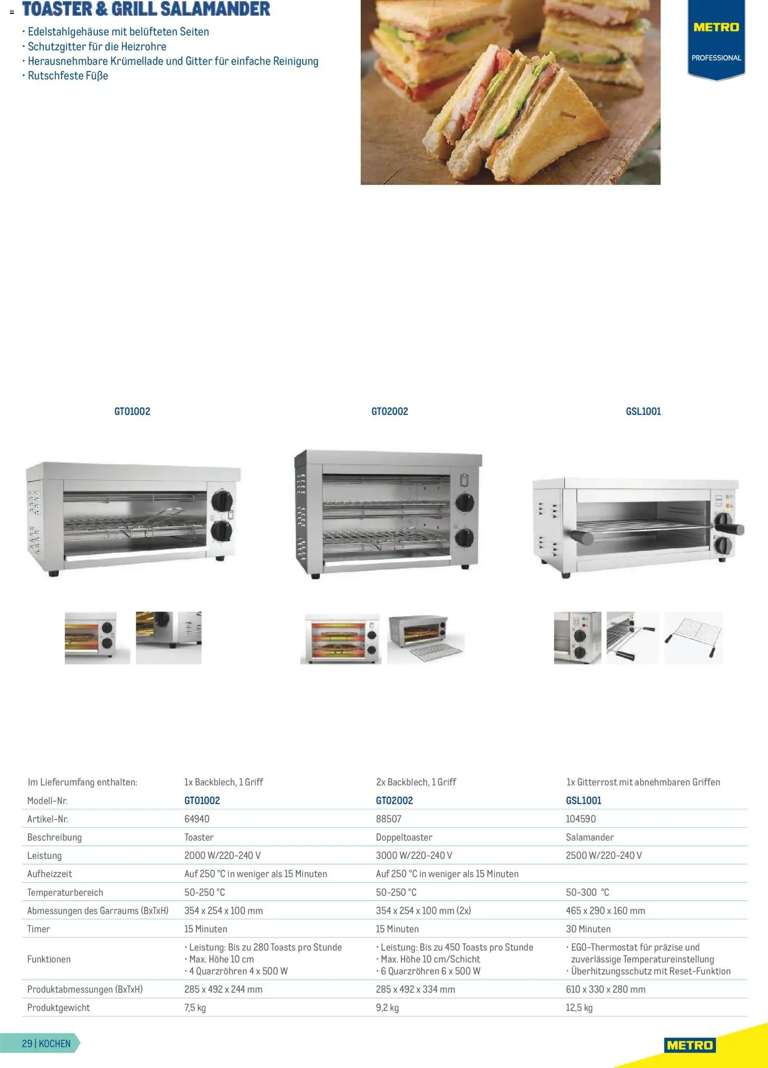 Metro Gastrogeräte gültig ab 23.02.2026 | Seite: 29 | Produkte: Grill, Toaster