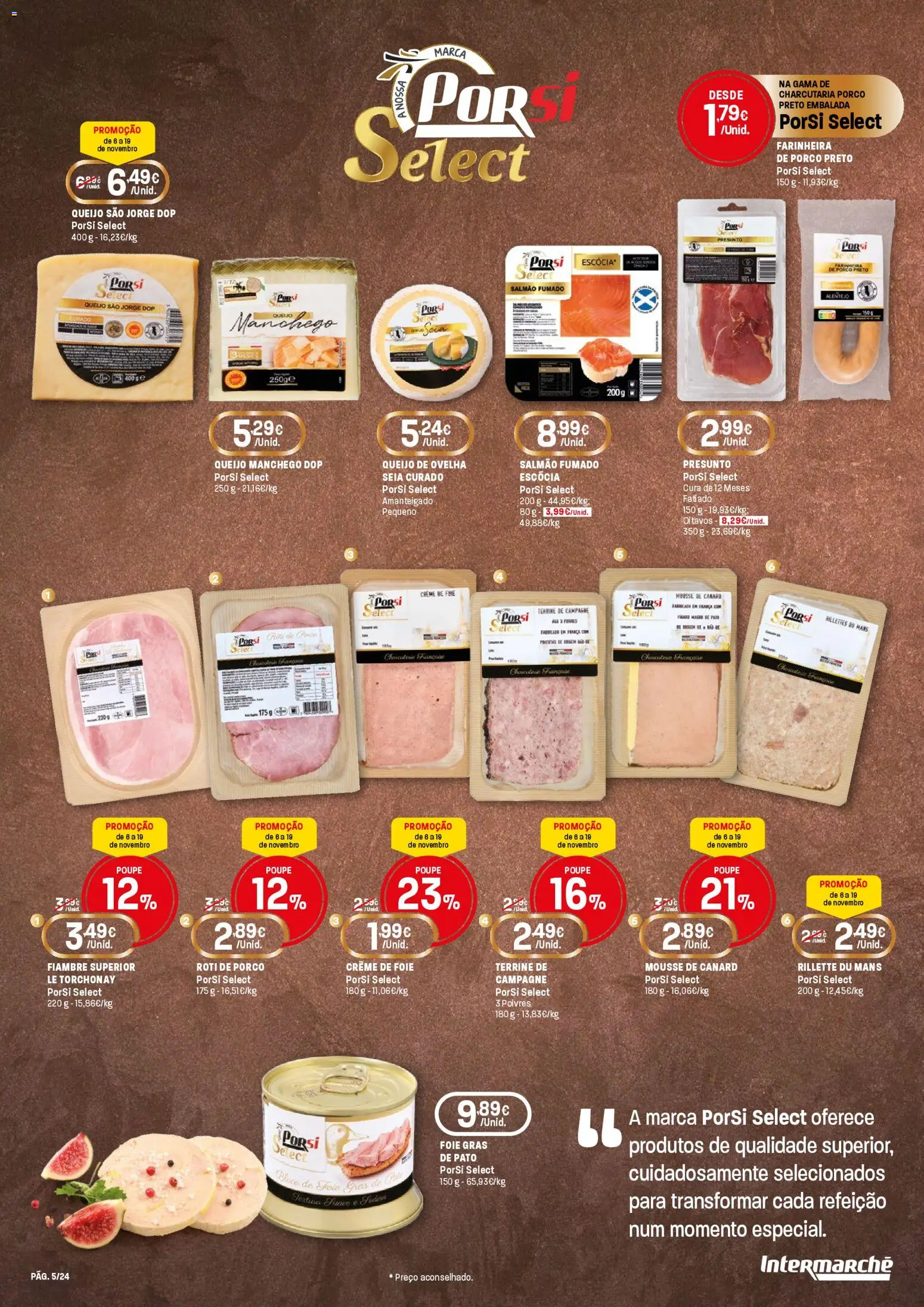 Intermarché folheto │ válido de 06.11.2025 | Página: 5 | Produtos: Salmão, Queijo, Óleo, Creme