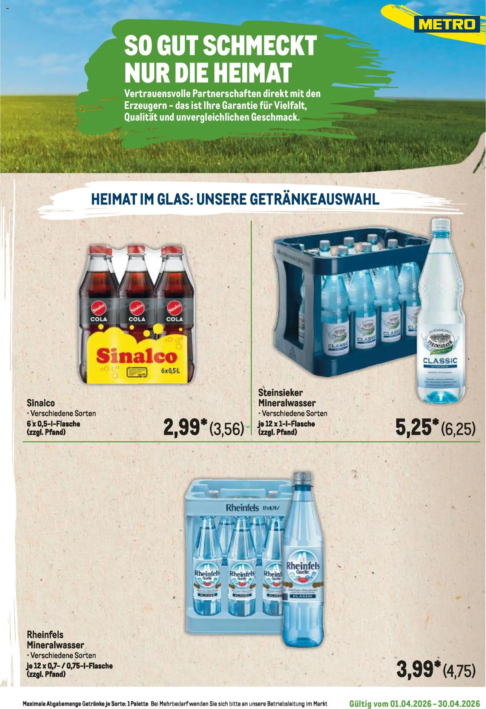 Metro Regionaler Flyer – gültig ab 01.04.2026 | Seite: 71 | Produkte: Sinalco, Cola, Mineralwasser