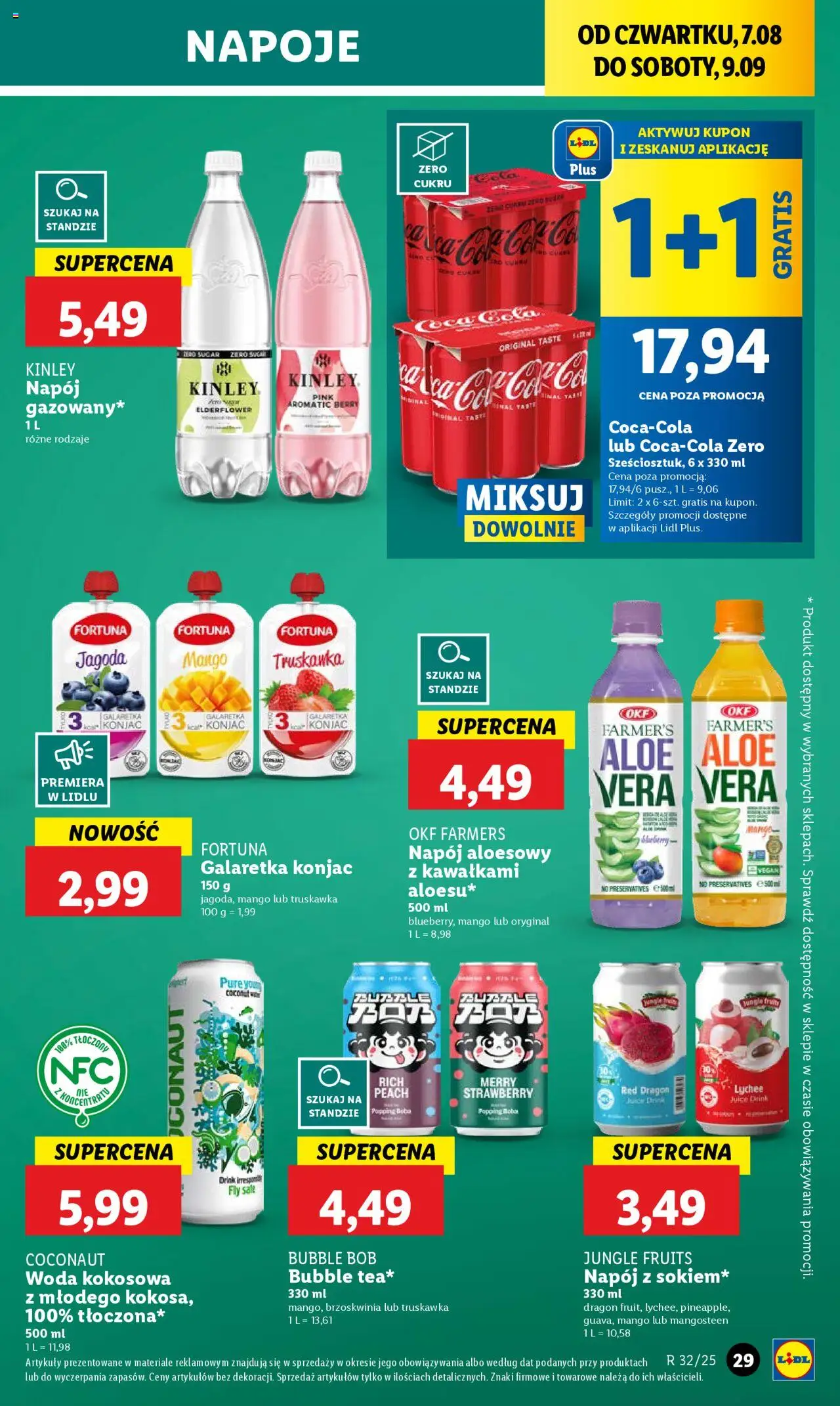 Lidl Gazetka od 07.08.2025 | Strona: 35 | Produkty: Brzoskwinia, Galaretka, Napój aloesowy, Bób