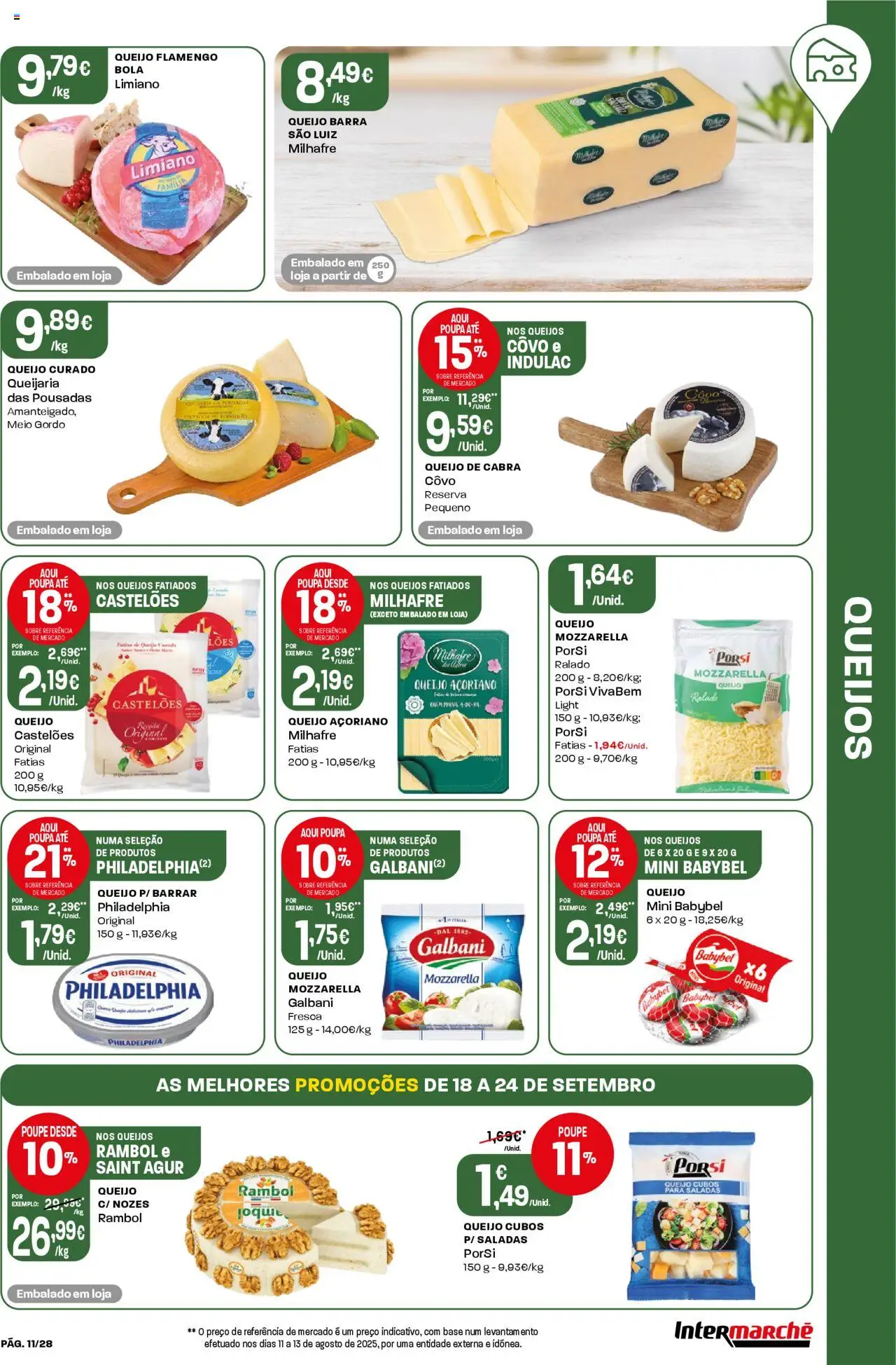 Intermarché folheto │ válido de 18.09.2025 | Página: 11 | Produtos: Base, Saladas, Queijo, Nozes