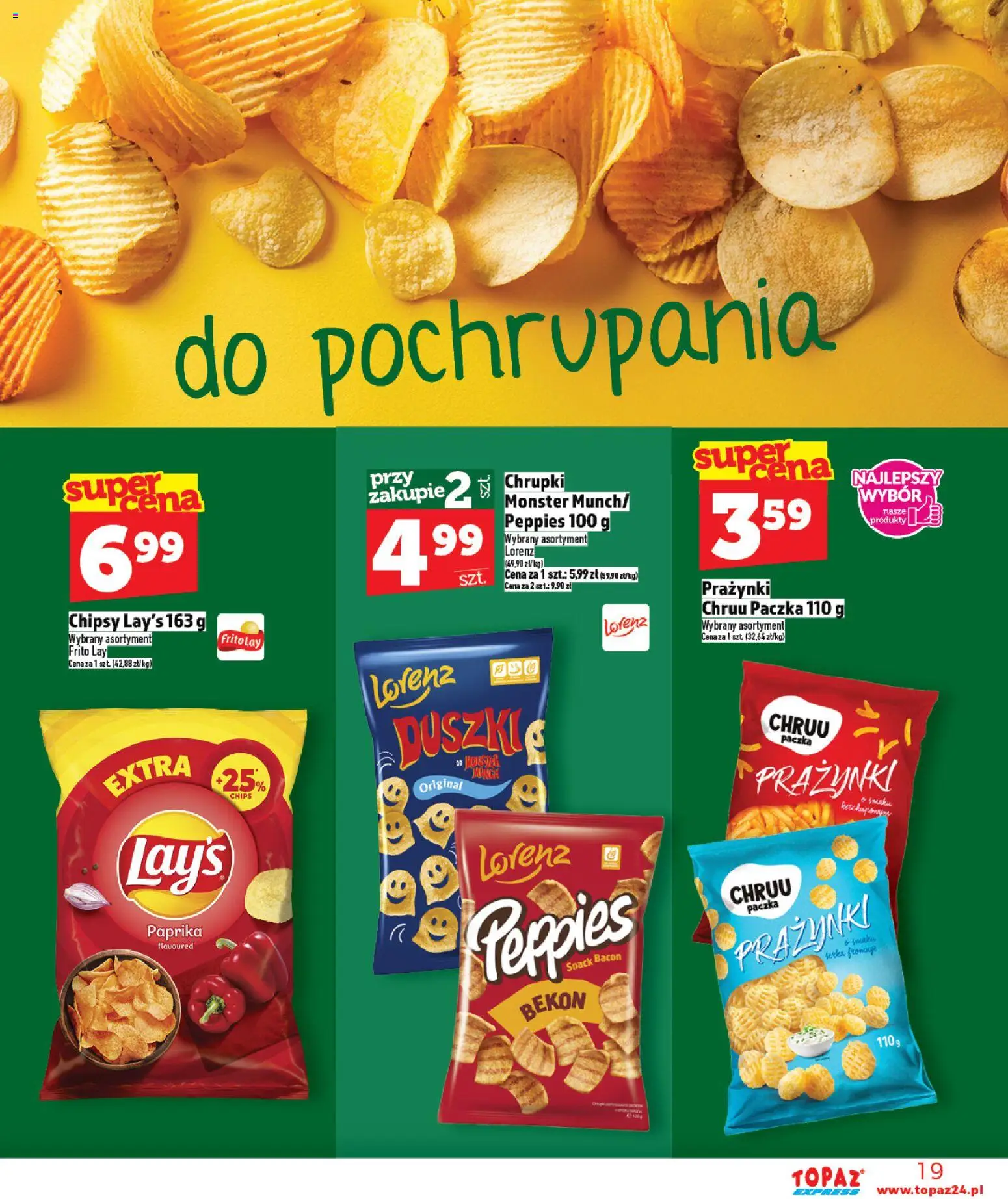 Topaz Gazetka - Express od 22.01.2026 | Strona: 19 | Produkty: Chipsy, Chrupki, Bekon