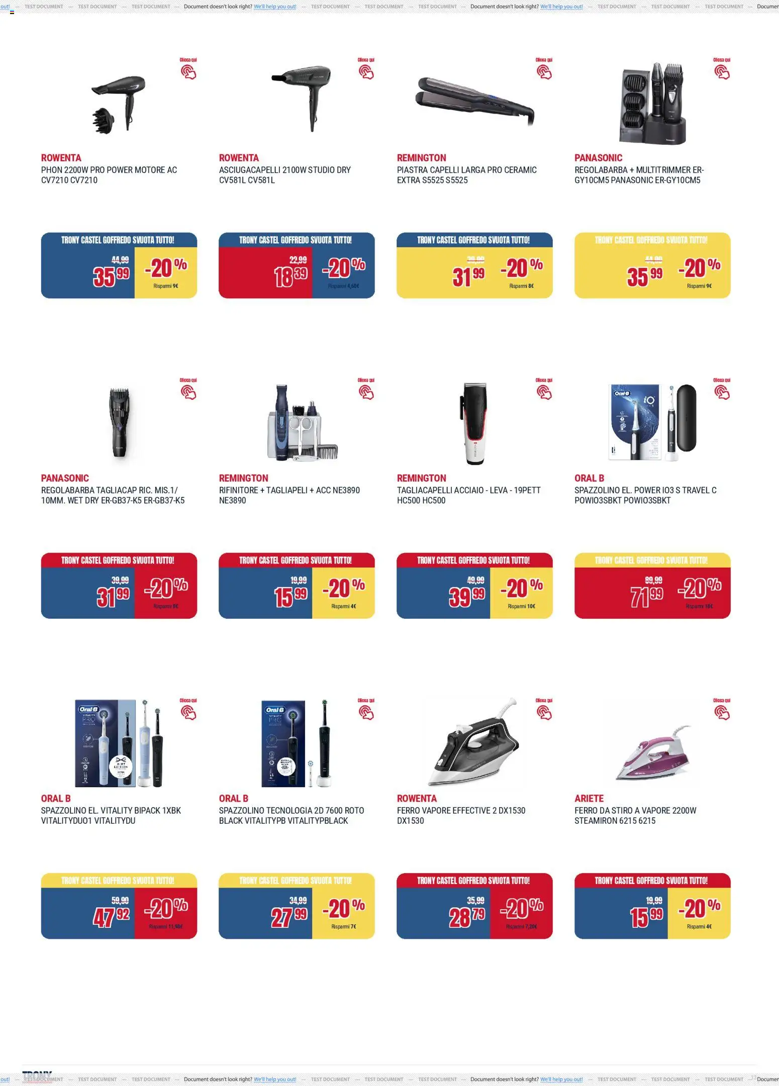 Volantino Trony del 17.04.2026 | Pagina: 13 | Prodotti: Regolabarba, Spazzolino, Ferro da stiro, Asciugacapelli