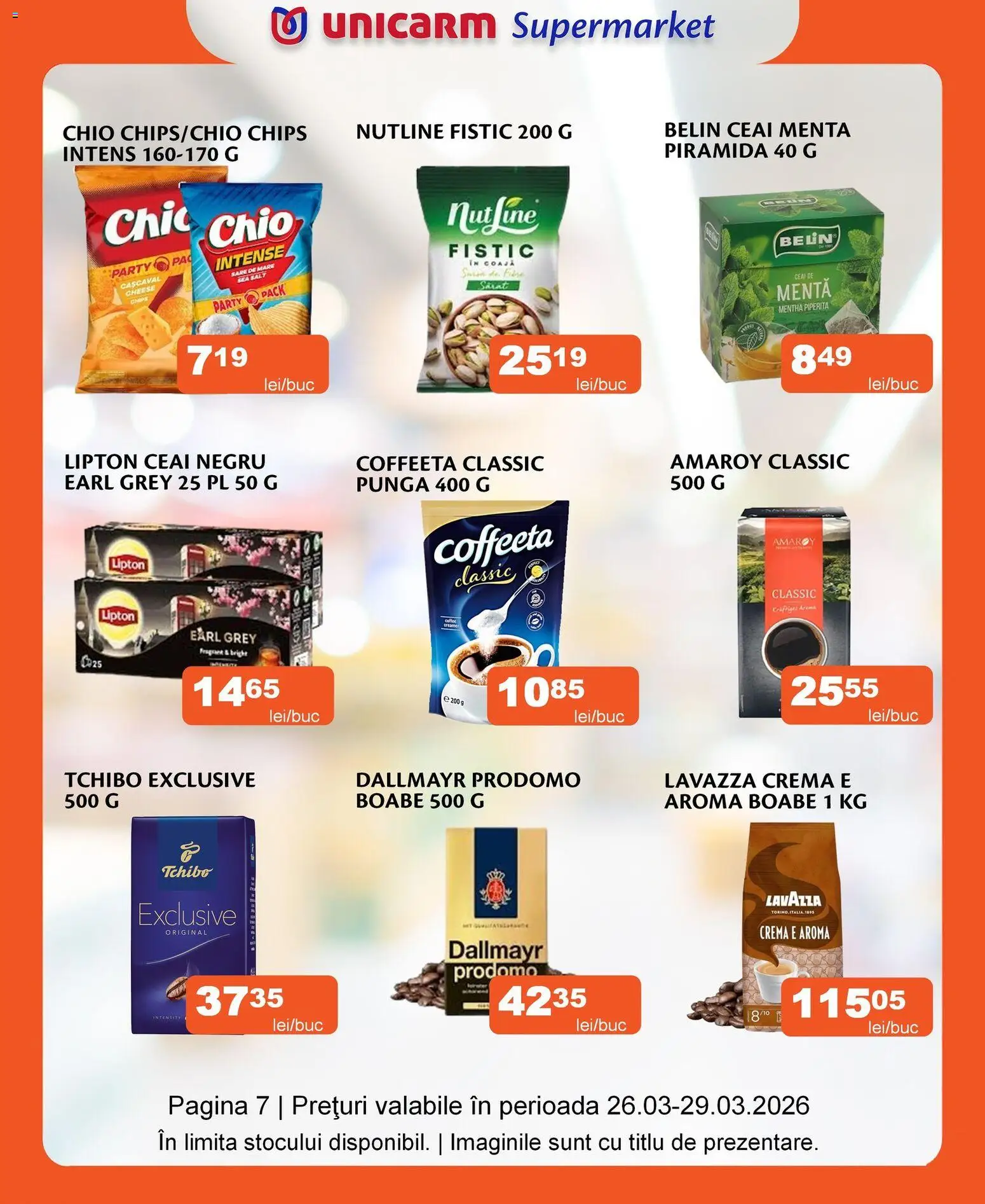 Noul catalog Unicarm – valabil de la 26.03.2026 | Pagină: 7 | Produse: Pungă, Cașcaval, Cremă, Fistic