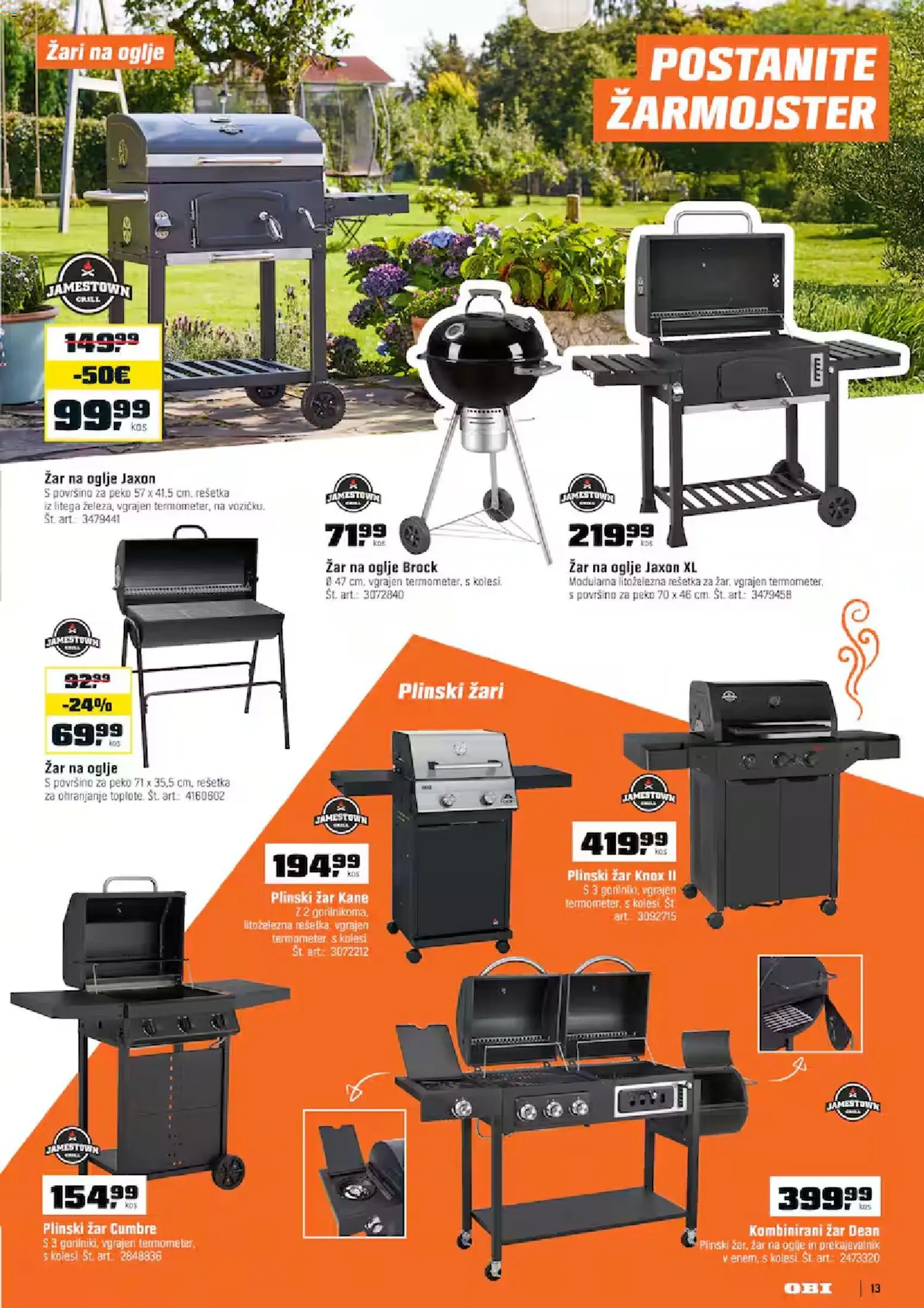 Novi OBI katalog ponudbe – veljaven od 02.04.2026 | Stran: 13 | Izdelki: Plinski žar, Zar, Grill
