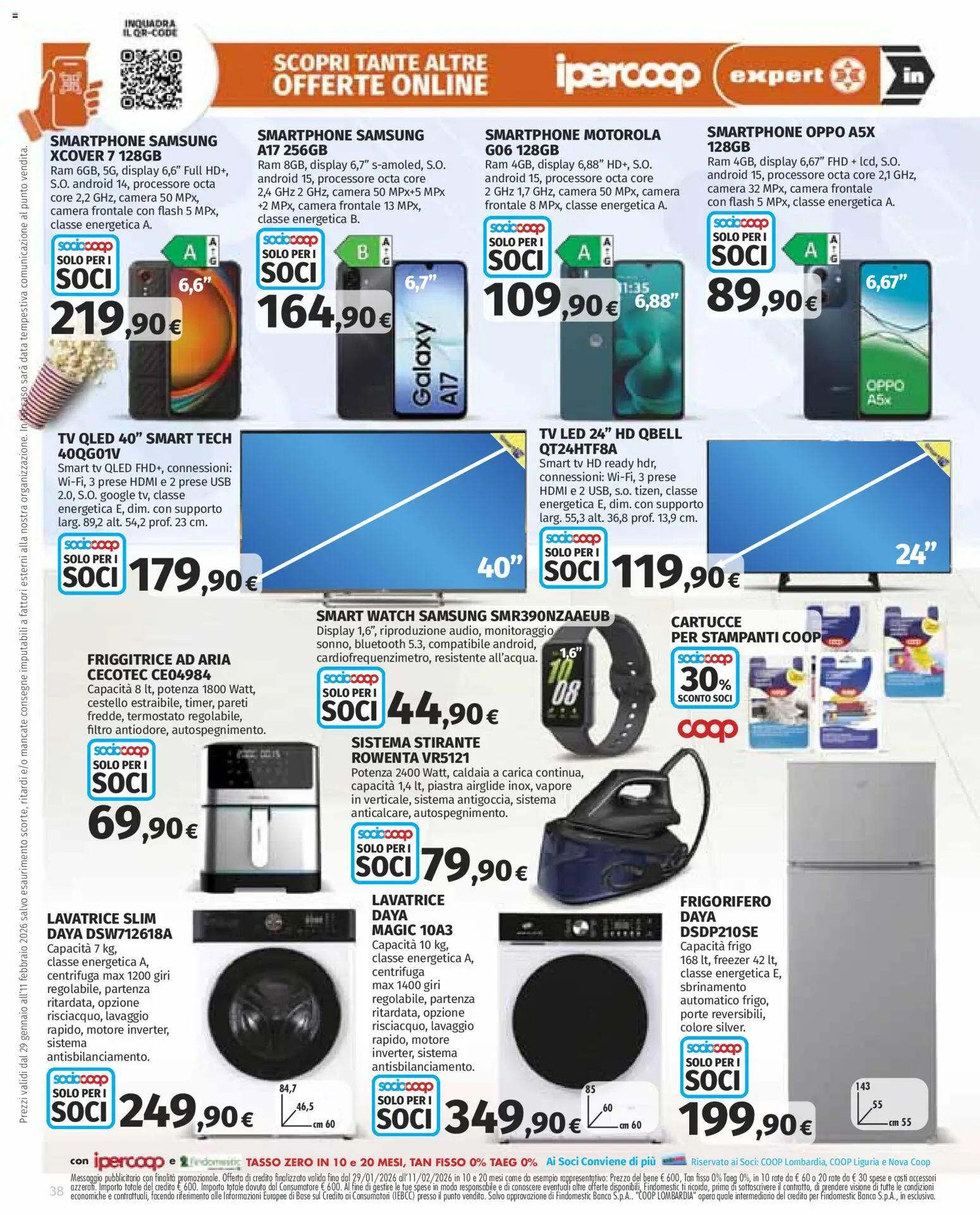 Volantino Ipercoop del 29.01.2026 | Pagina: 38 | Prodotti: Smart watch, Freezer, TV, USB