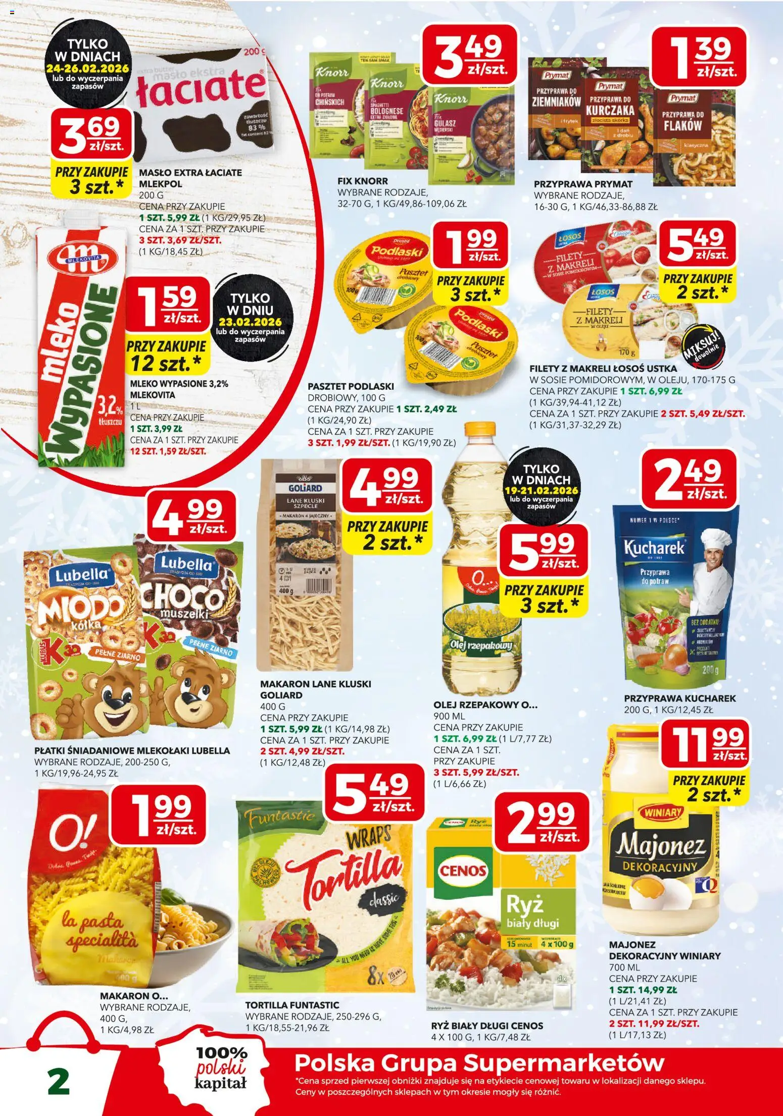 Top Market Gazetka mini od 19.02.2026 | Strona: 2 | Produkty: Masło, Ryż, Płatki, Makaron