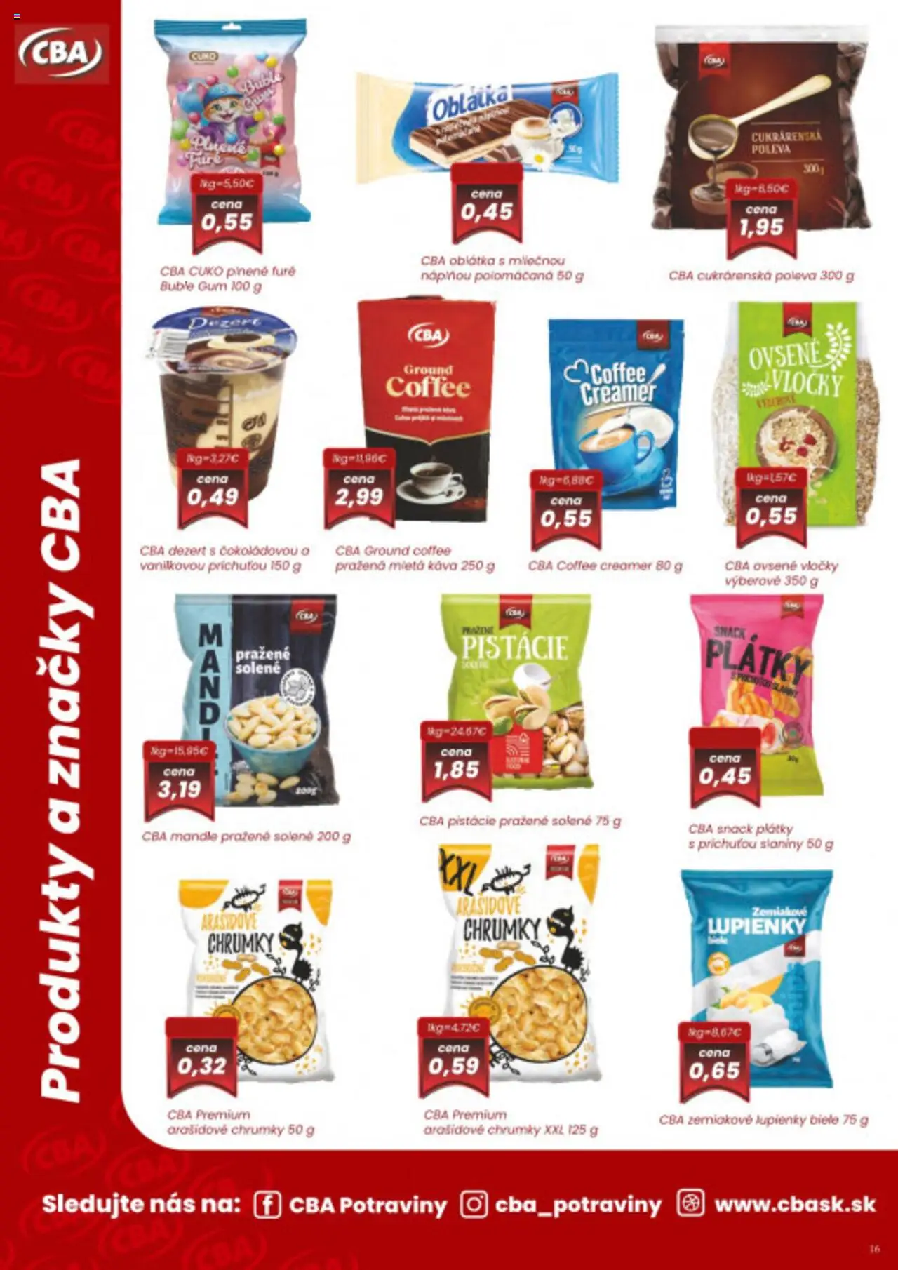 Nové CBA Verex akcie – leták je platný od 02.10.2025 | Strana: 16 | Produkty: Káva, Vločky, Pistácie, Mandle