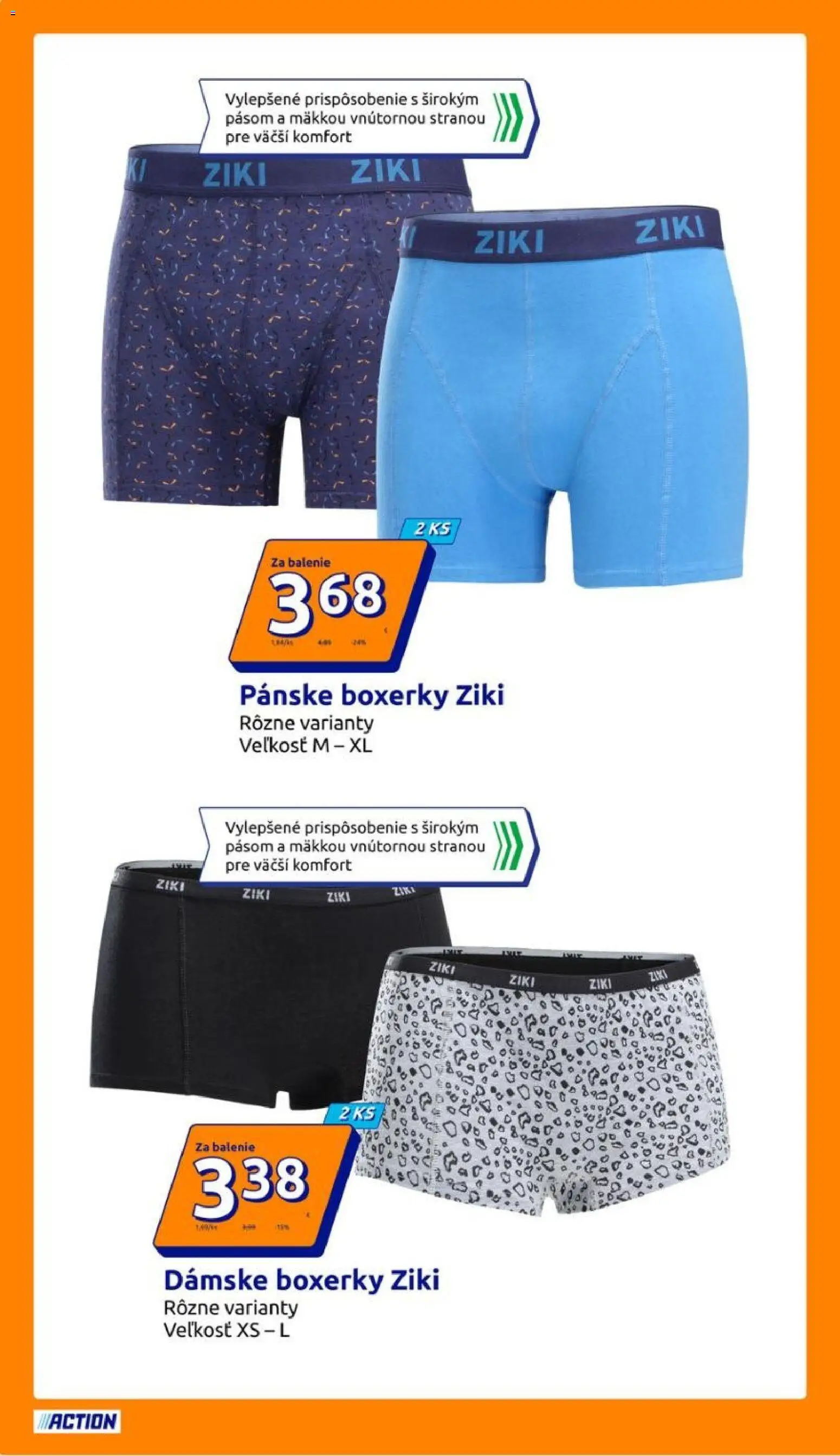 Nové Action akcie – leták je platný od 18.02.2026 | Strana: 10 | Produkty: Boxerky