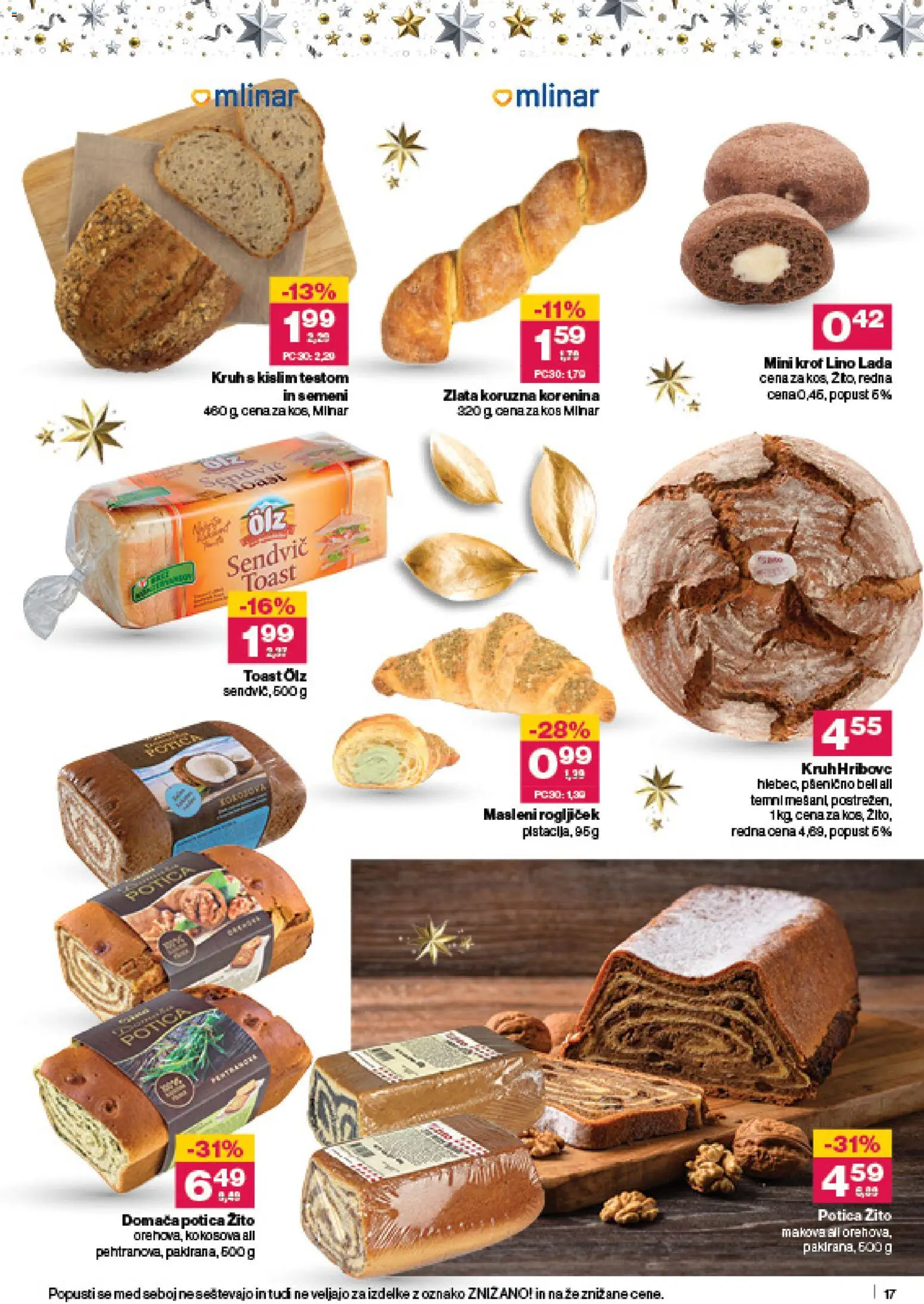 Novi Mercator katalog ponudbe – veljaven od 18.12.2025 | Stran: 17 | Izdelki: Toast, Kos, Kruh