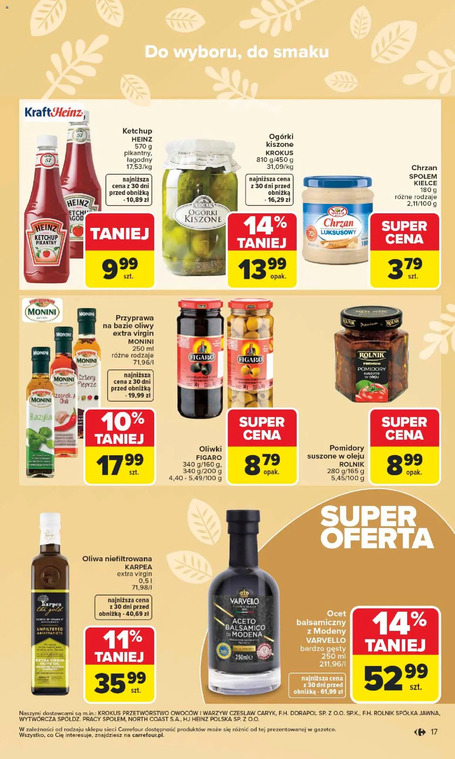 Carrefour gazetka - Wielkanoc smakuje lepiej od 16.03.2026 | Strona: 17 | Produkty: Chili, Ketchup, Chrzan, Pomidory