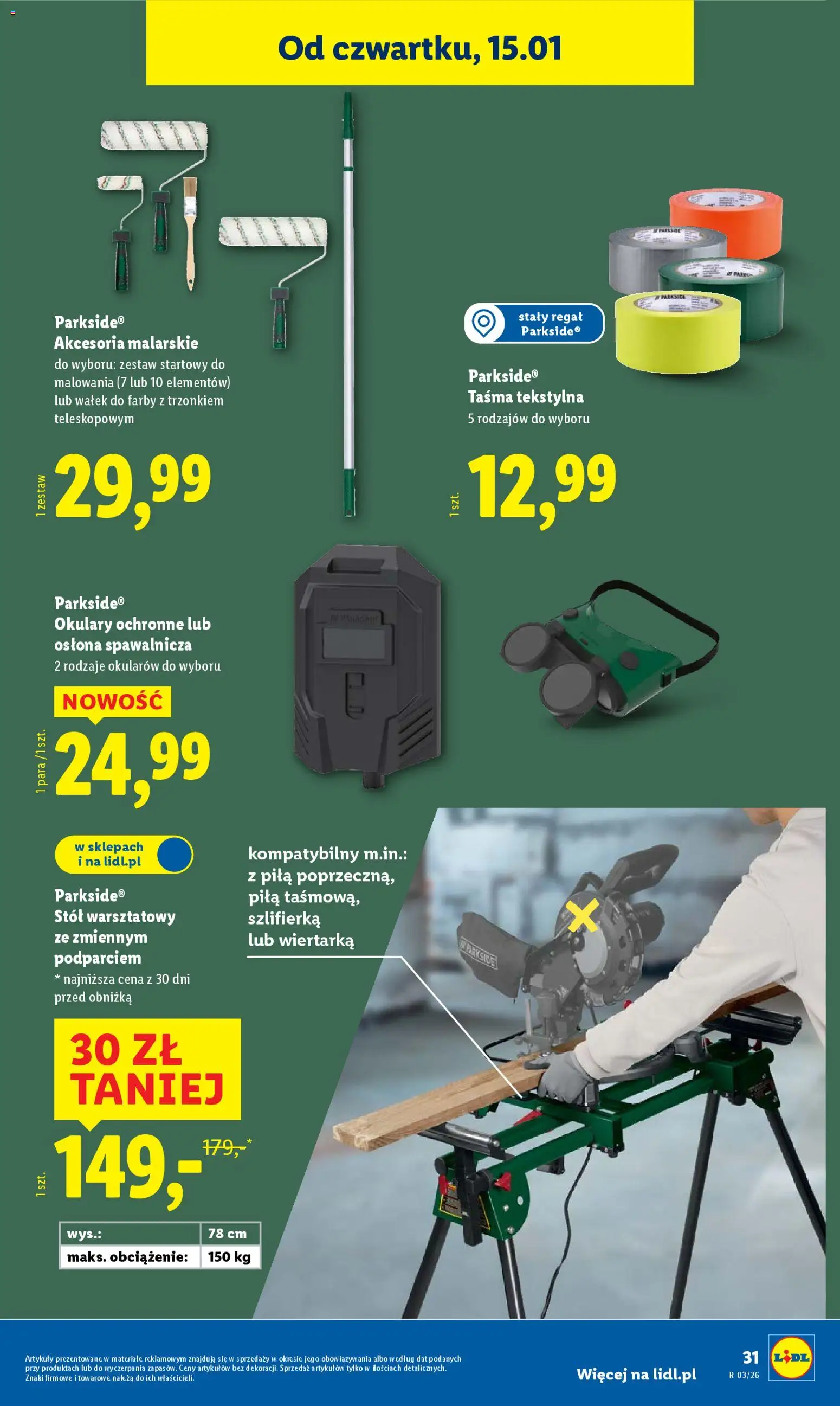 Lidl Katalog od 12.01.2026 | Strona: 33 | Produkty: Okulary, Stół, Regał, Szlifierka