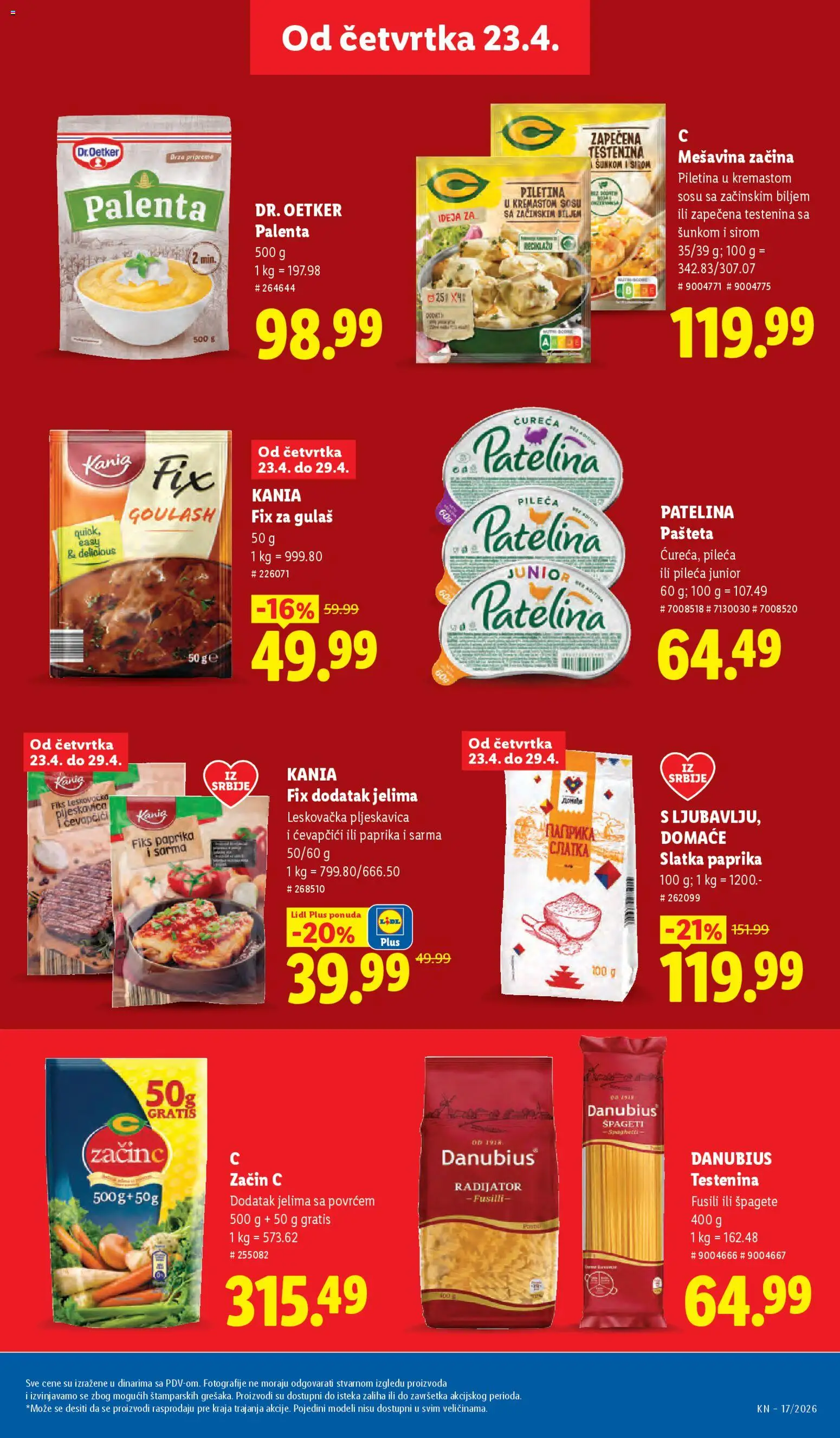 Lidl katalog - važi od 23.04.2026 | Strana: 31 | Proizvode: Palenta, Radijator, Špageti, Piletina