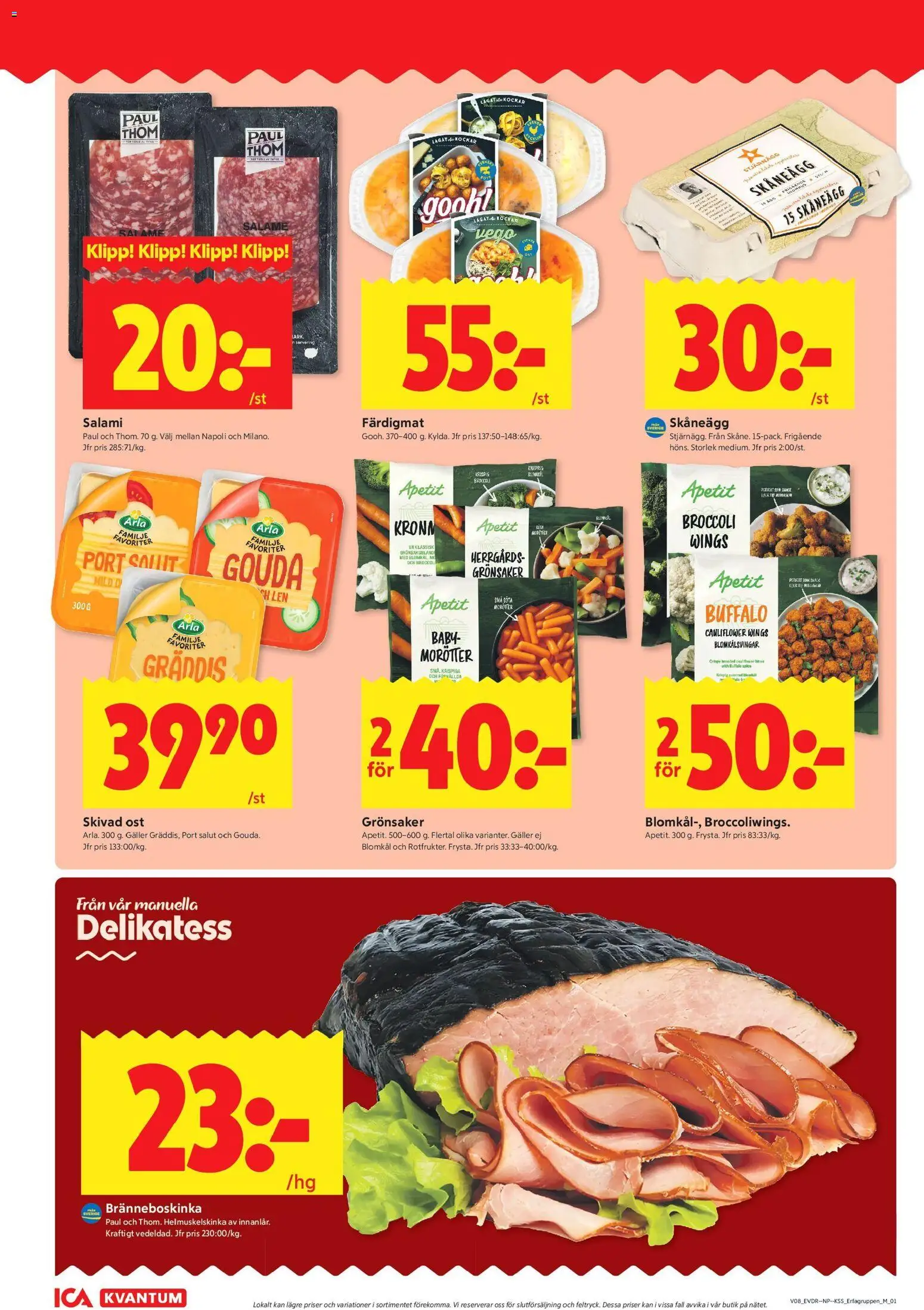 ICA Kvantum reklamblad aktuell från 16.02.2026 | Sida: 6 | Produkter: Ost, Salami, Blomkål, Broccoli