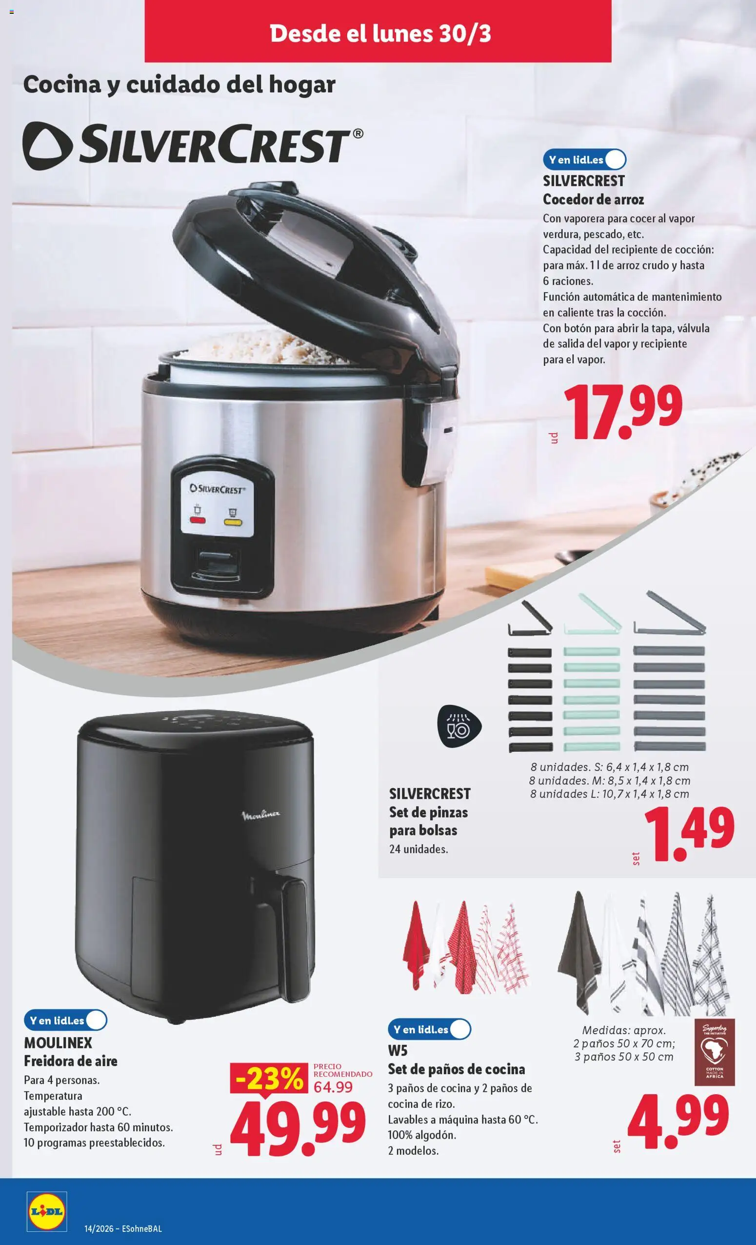 Lidl folleto de bazar │ válido desde el 30.03.2026 | Página: 8 | Productos: Arroz, Cocina, Freidora