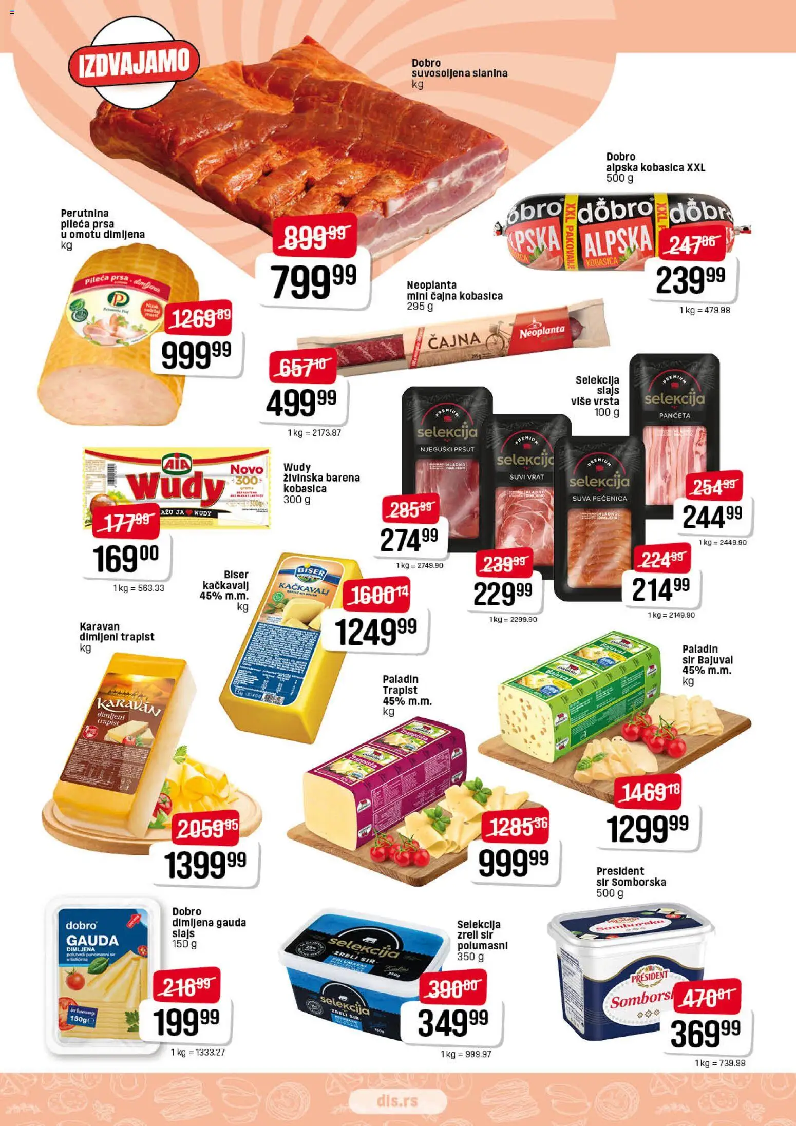 Super DIS katalog - važi od 29.01.2026 | Strana: 3 | Proizvode: Pršut, Slanina, Kobasica, Pečenica